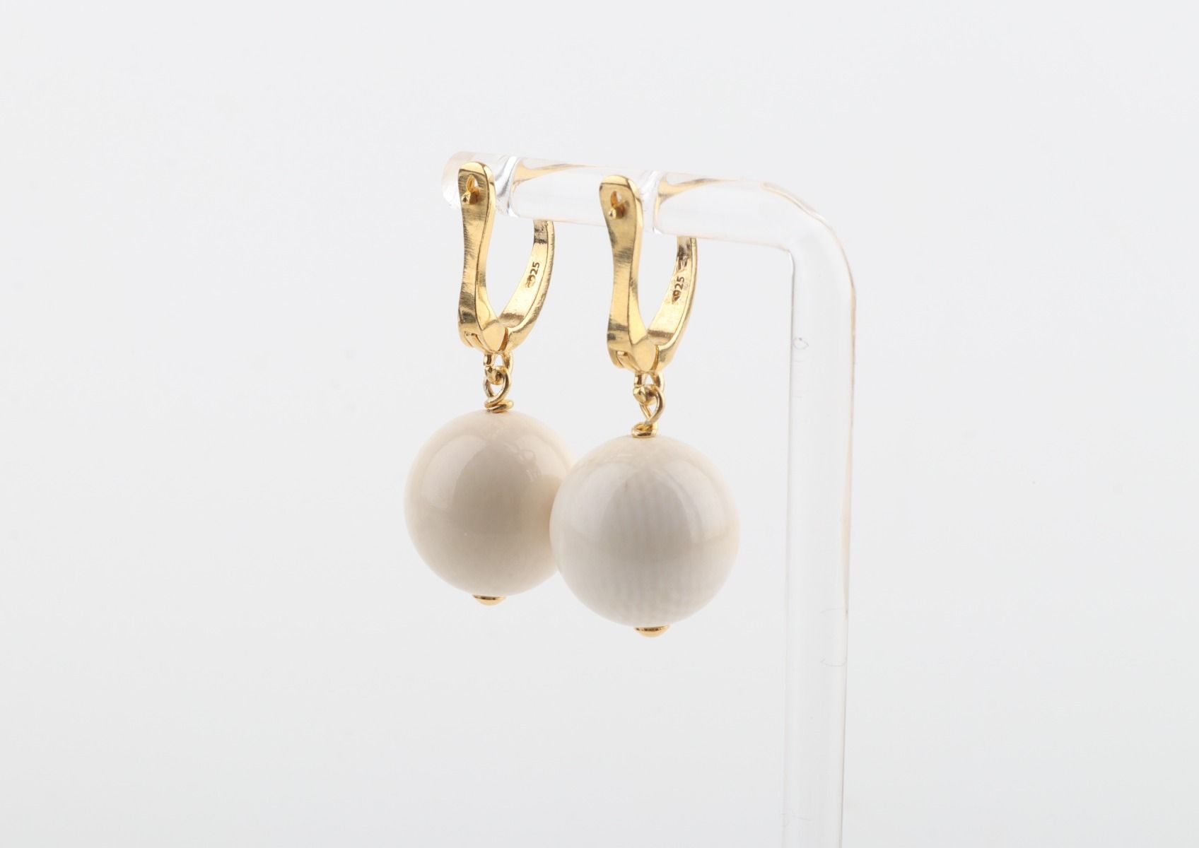 Medium New Pearl Mammoth Ivory Earrings