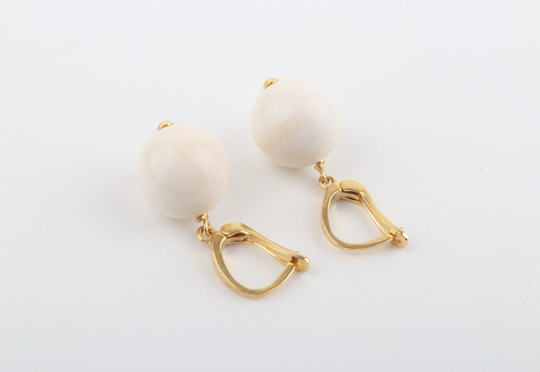Medium New Pearl Mammoth Ivory Earrings