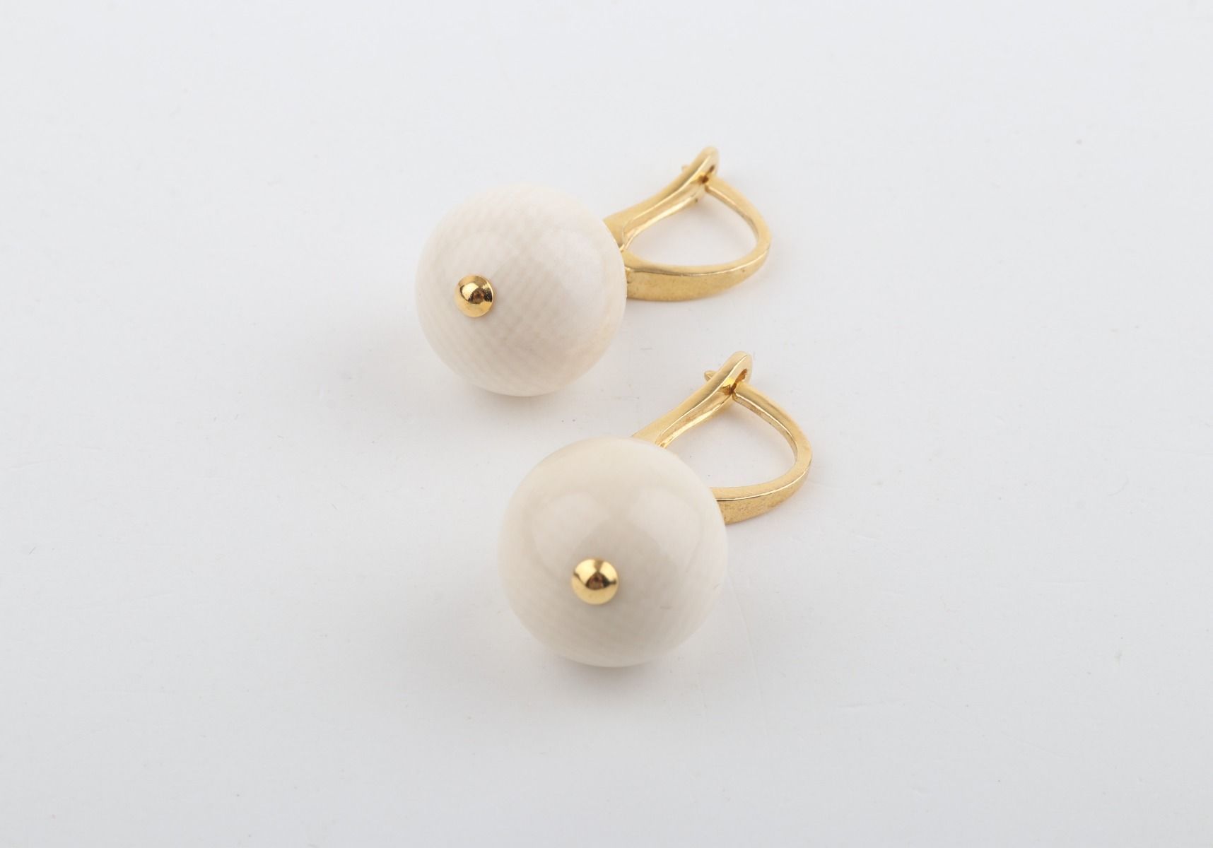 Medium New Pearl Mammoth Ivory Earrings