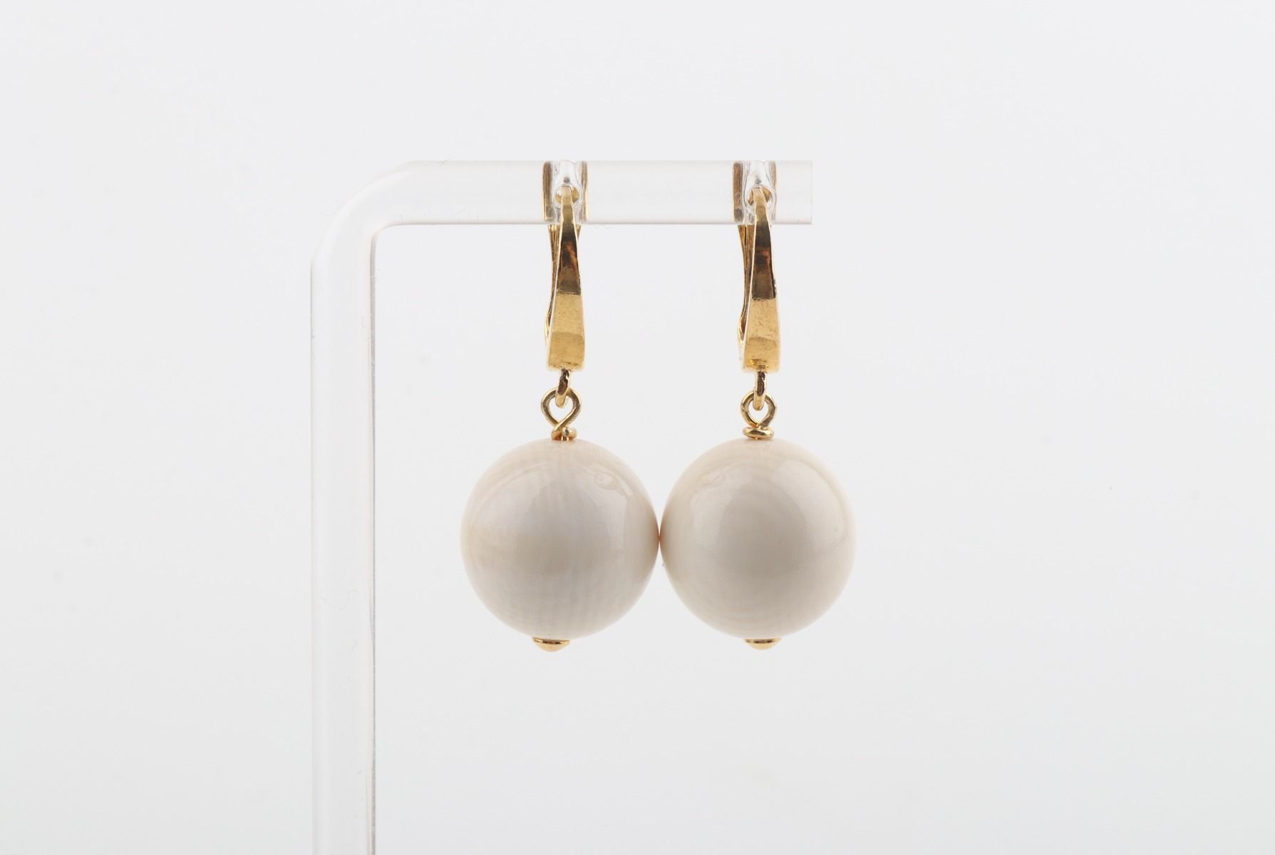 Medium New Pearl Mammoth Ivory Earrings