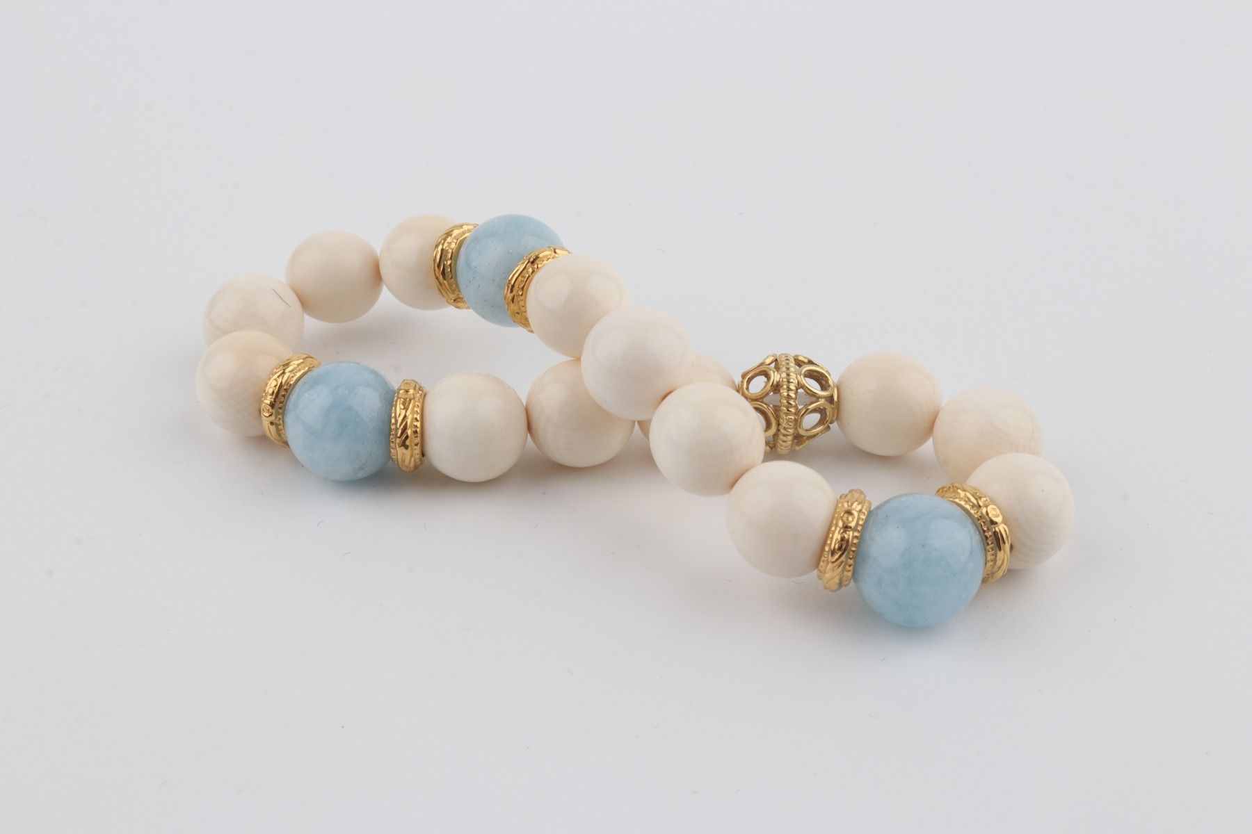 Mammoth Ivory & Aquamarine Bracelet