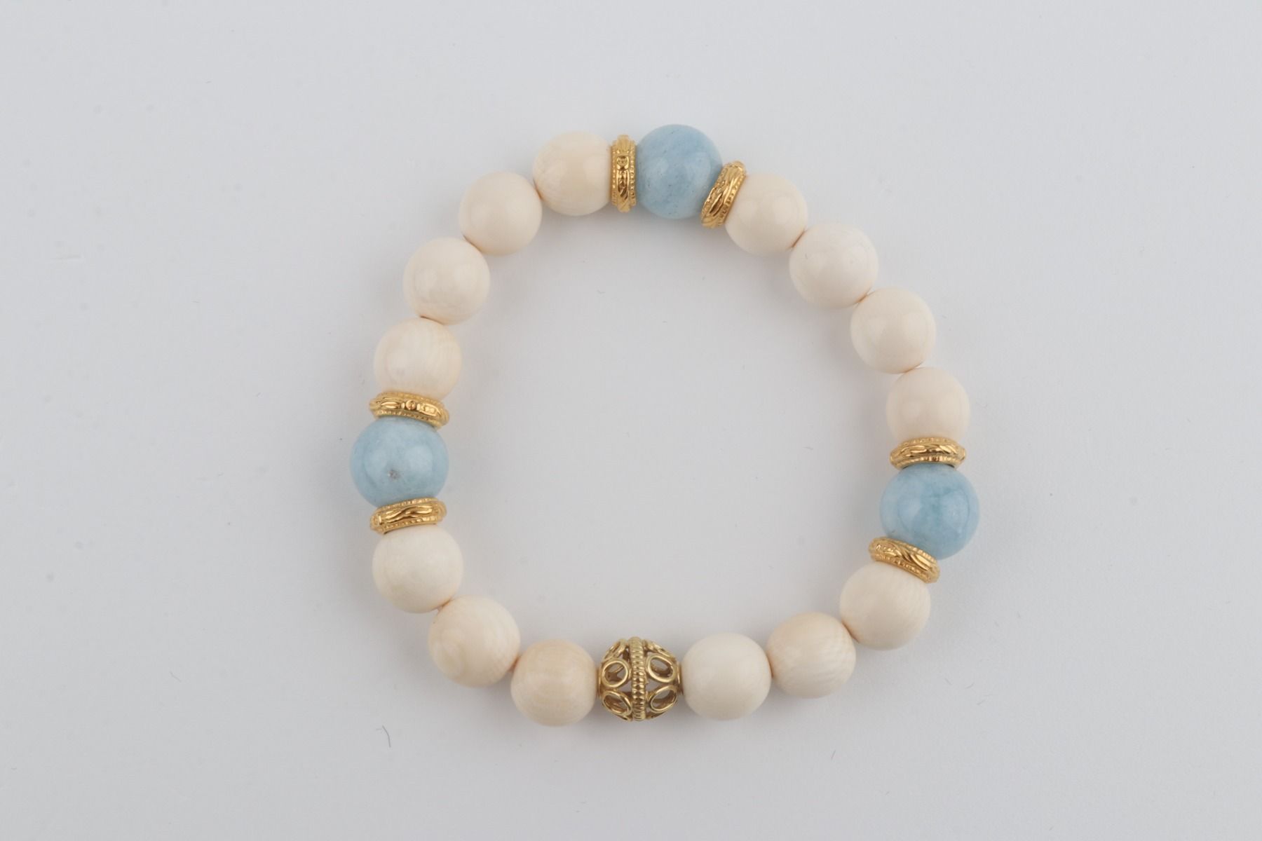 Mammoth Ivory & Aquamarine Bracelet