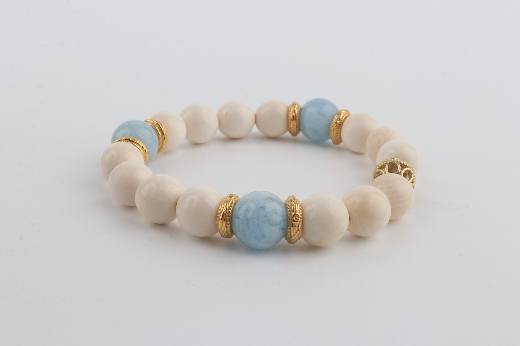 Mammoth Ivory & Aquamarine Bracelet