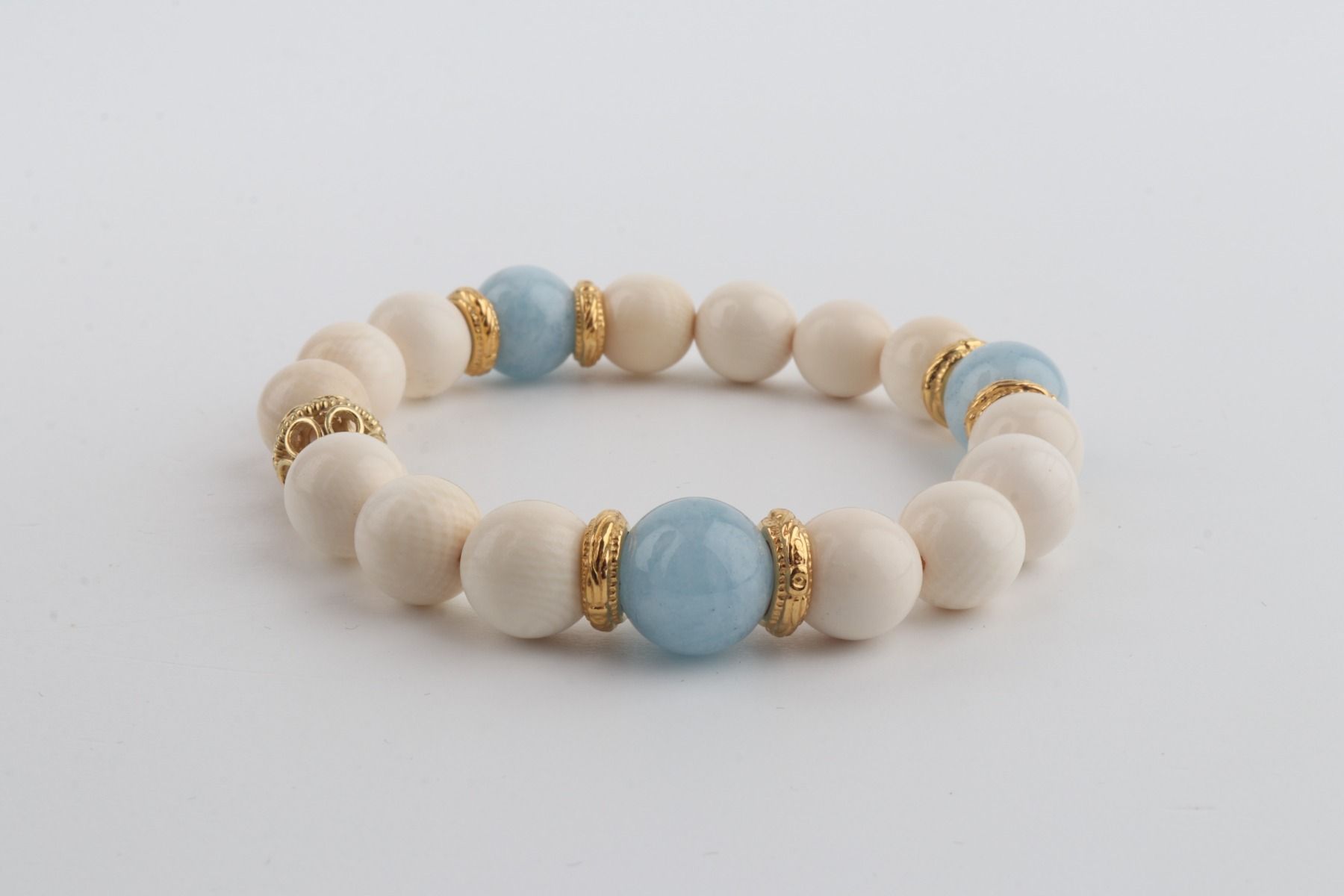 Mammoth Ivory & Aquamarine Bracelet