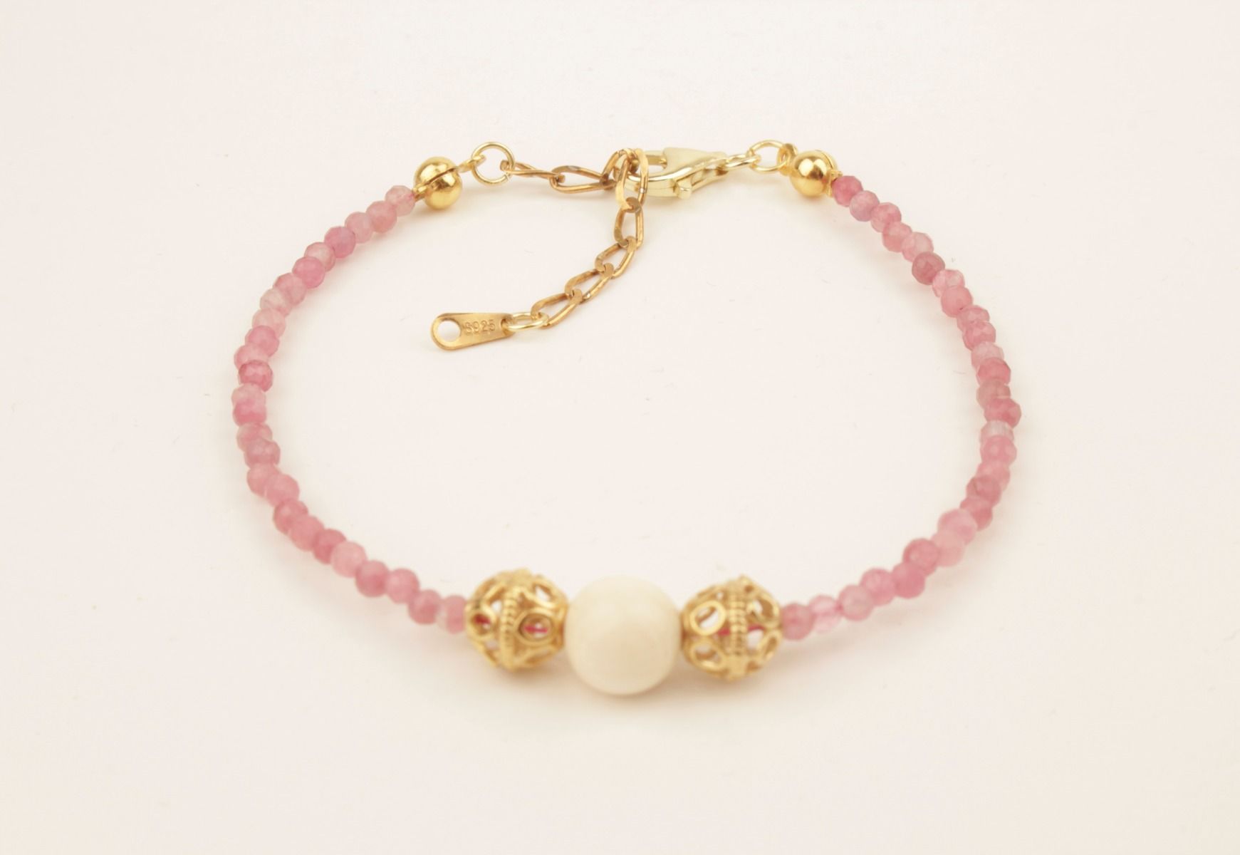 Faceted Tourmaline & Mammoth Ivory Bracelet