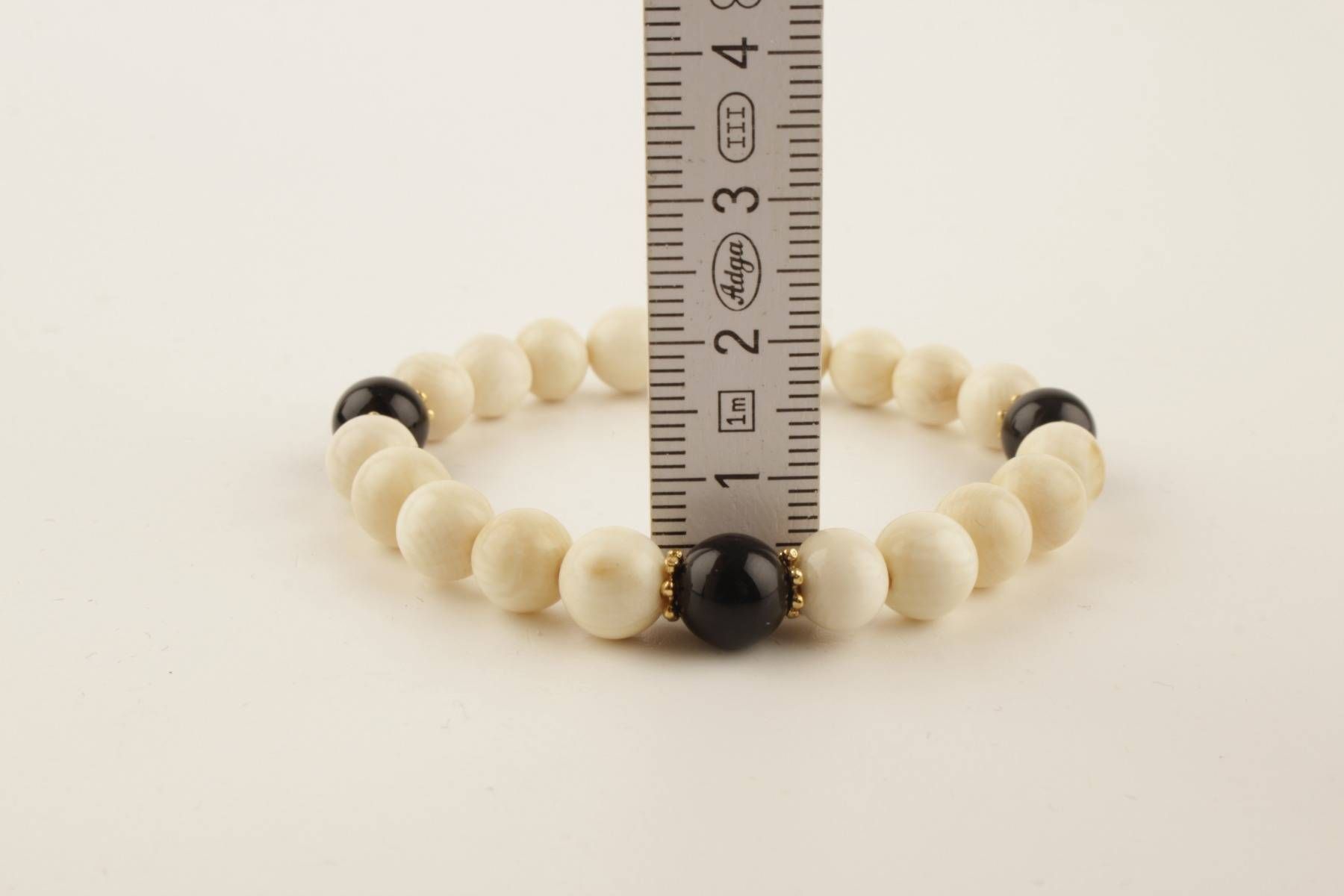 Mammoth Ivory & Black Agate Bracelet