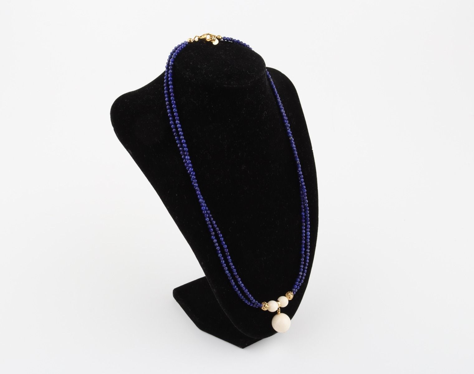 Faceted Lapis Lazuli & Mammoth Ivory Necklace