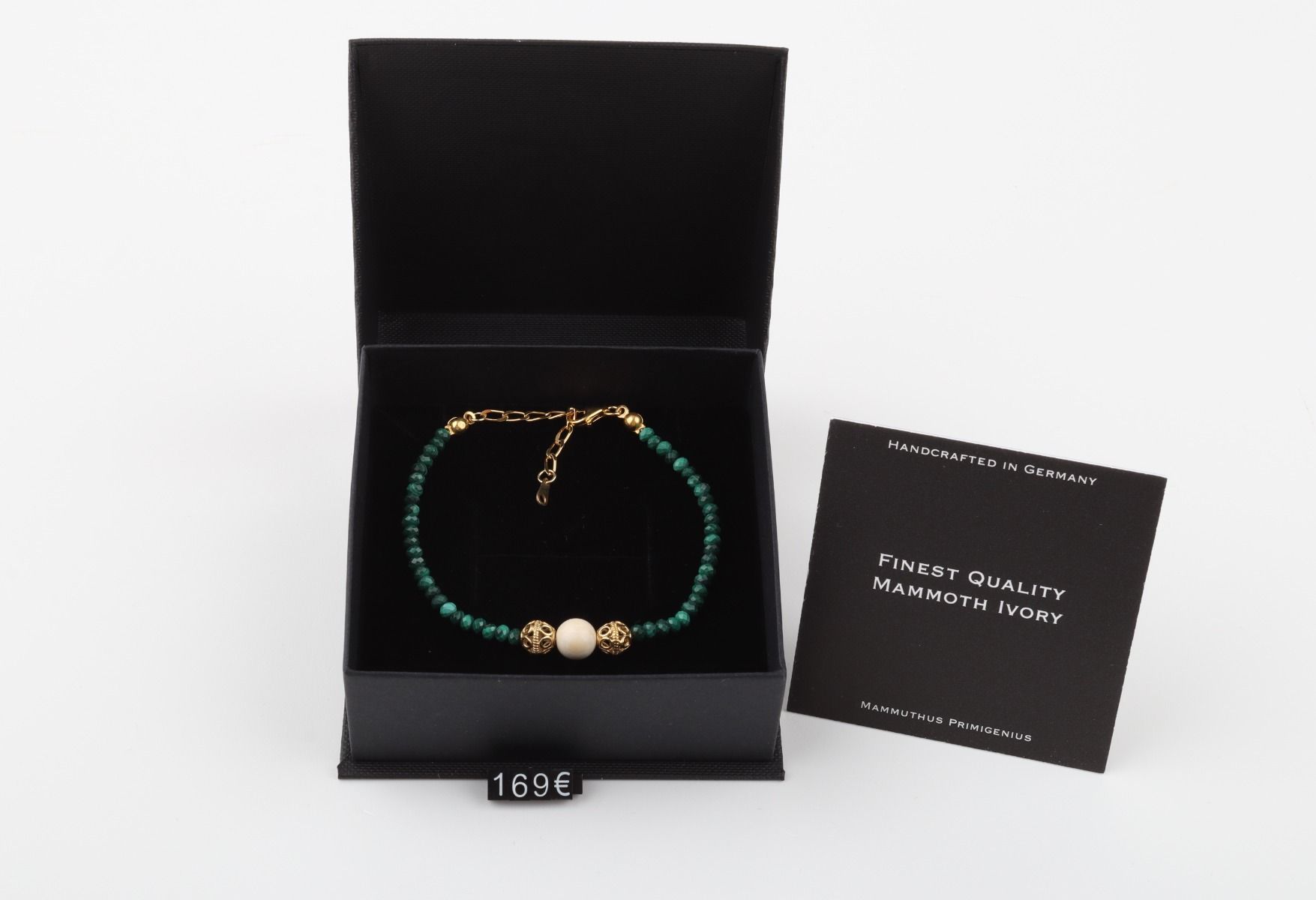 Faceted Malachite & Mammoth Ivory Bracelet
