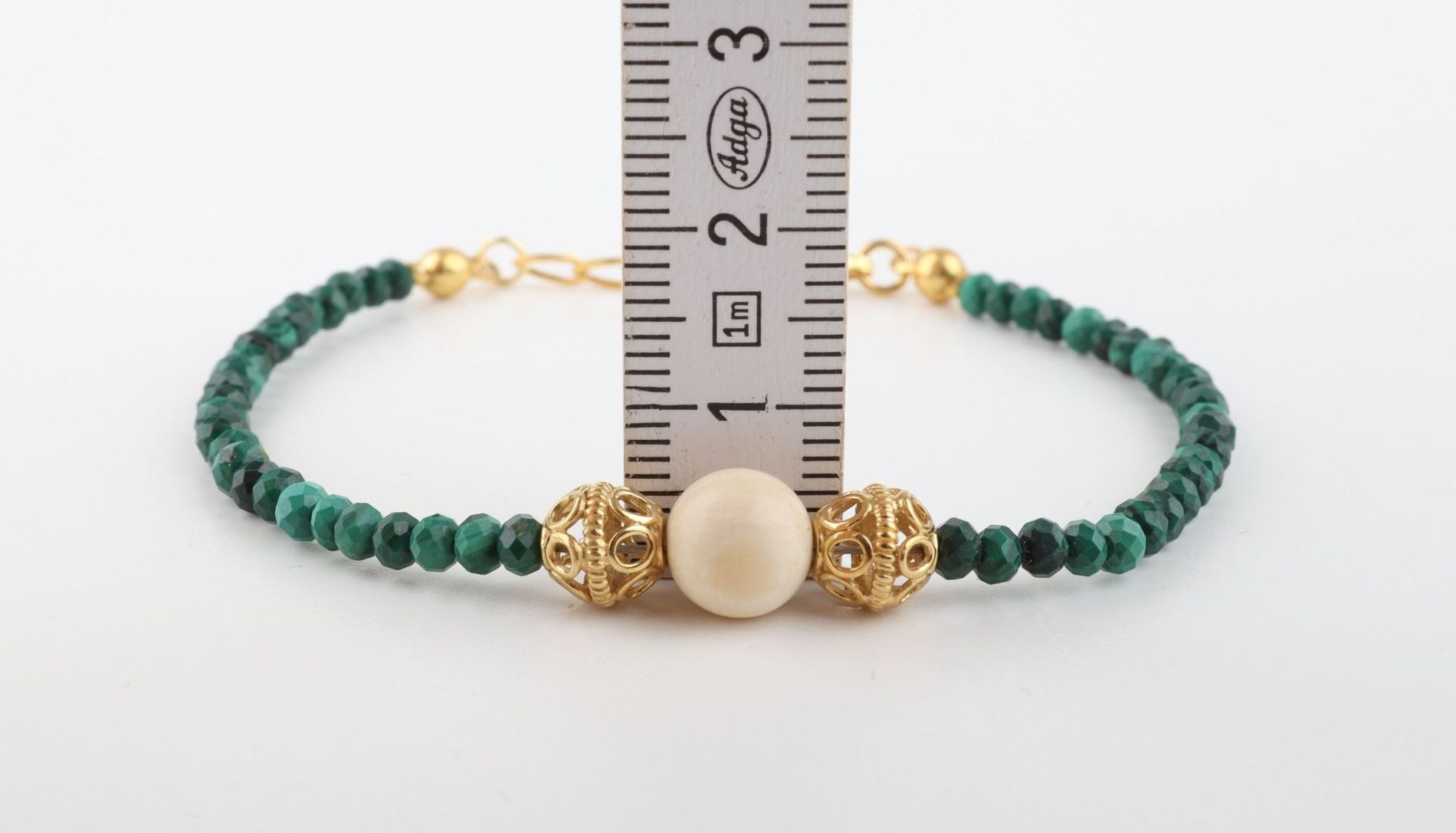 Faceted Malachite & Mammoth Ivory Bracelet