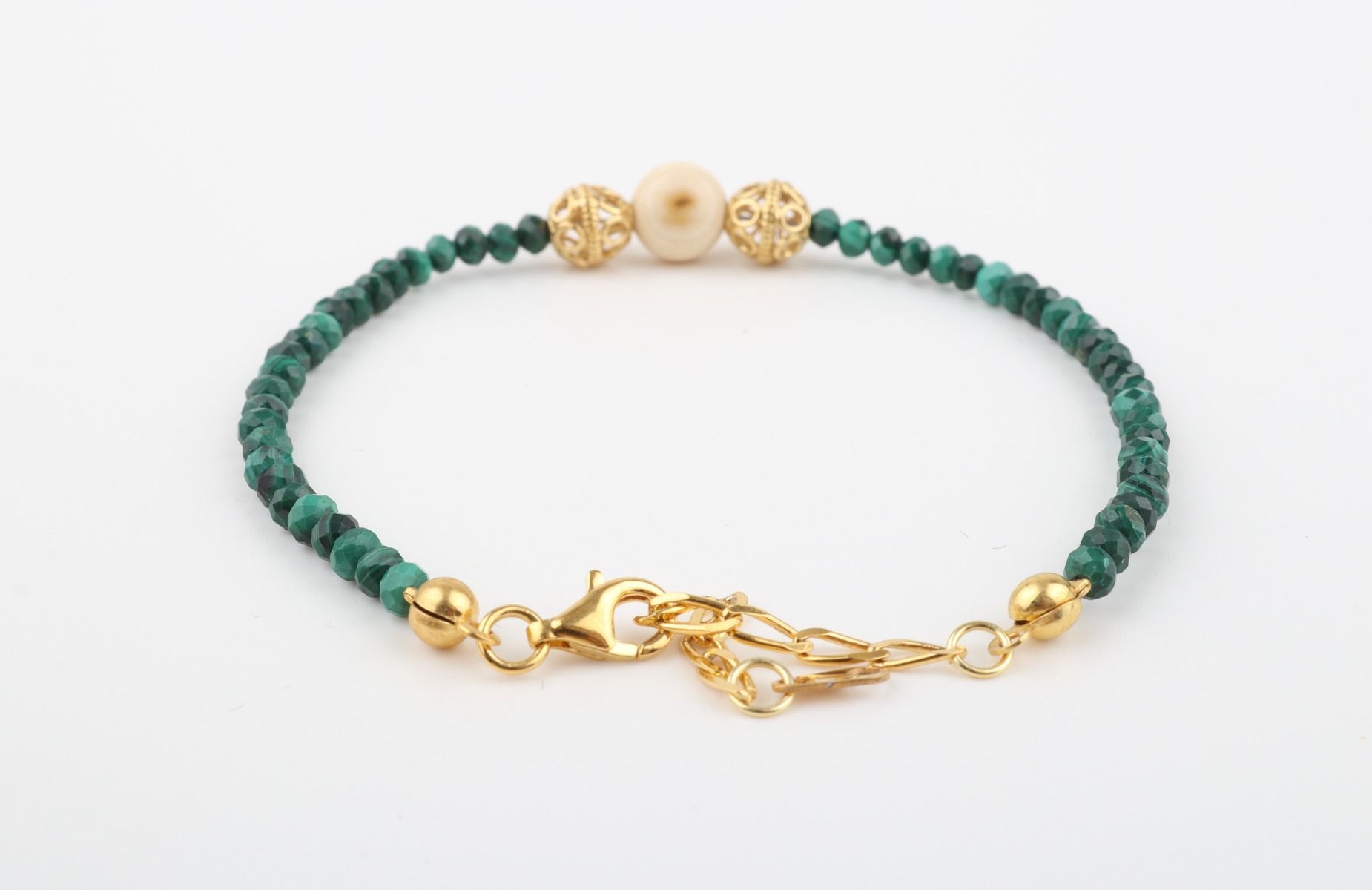 Faceted Malachite & Mammoth Ivory Bracelet