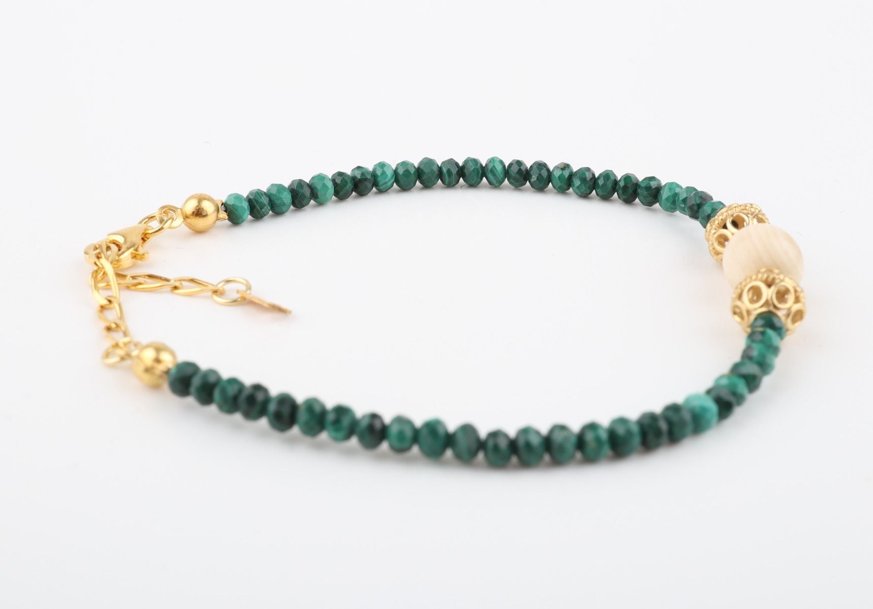 Faceted Malachite & Mammoth Ivory Bracelet