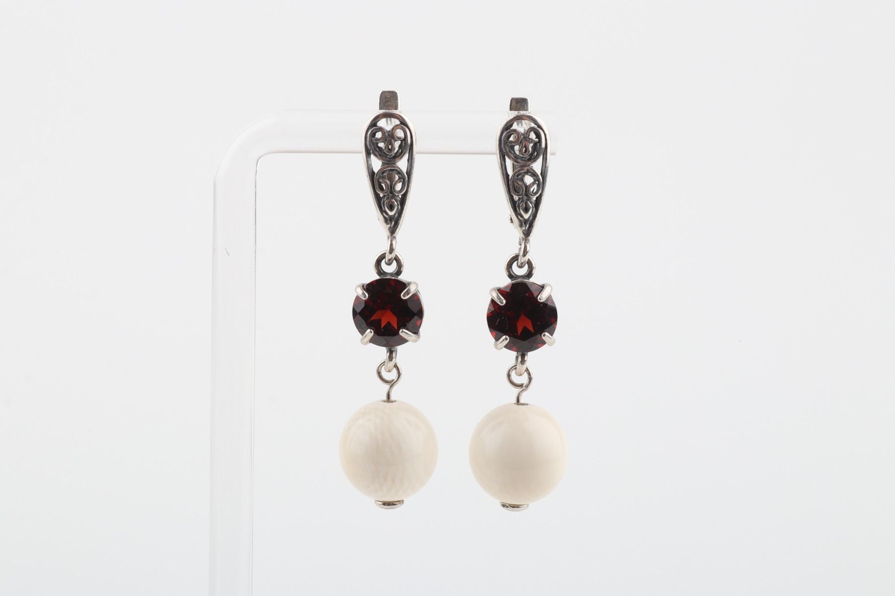 Garnet Filigree Earrings