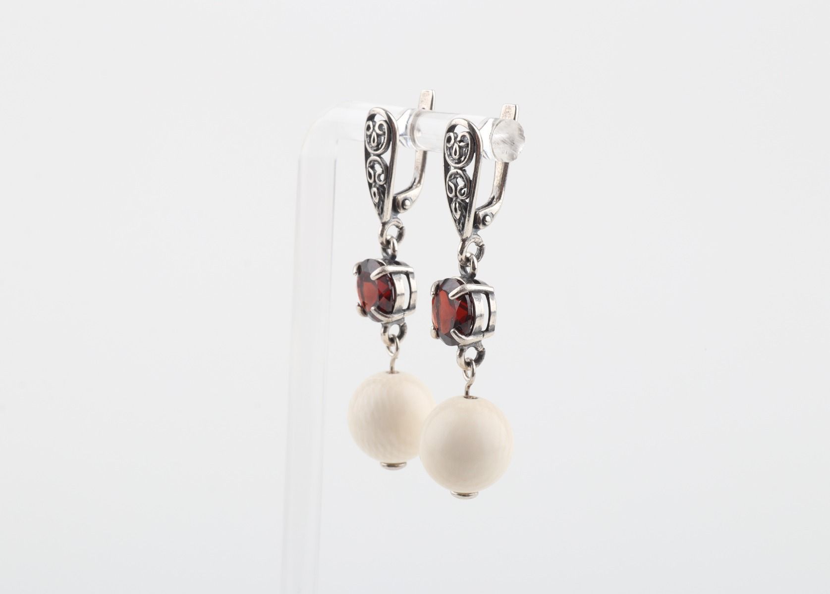 Garnet Filigree Earrings