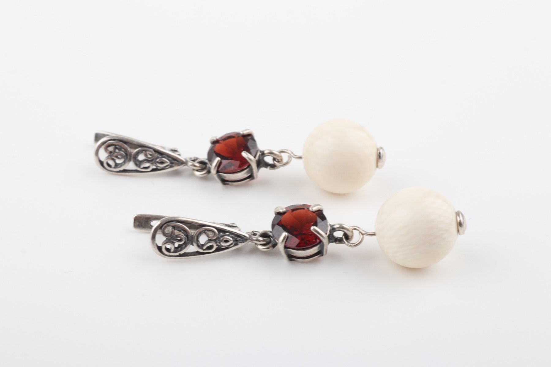 Garnet Filigree Earrings