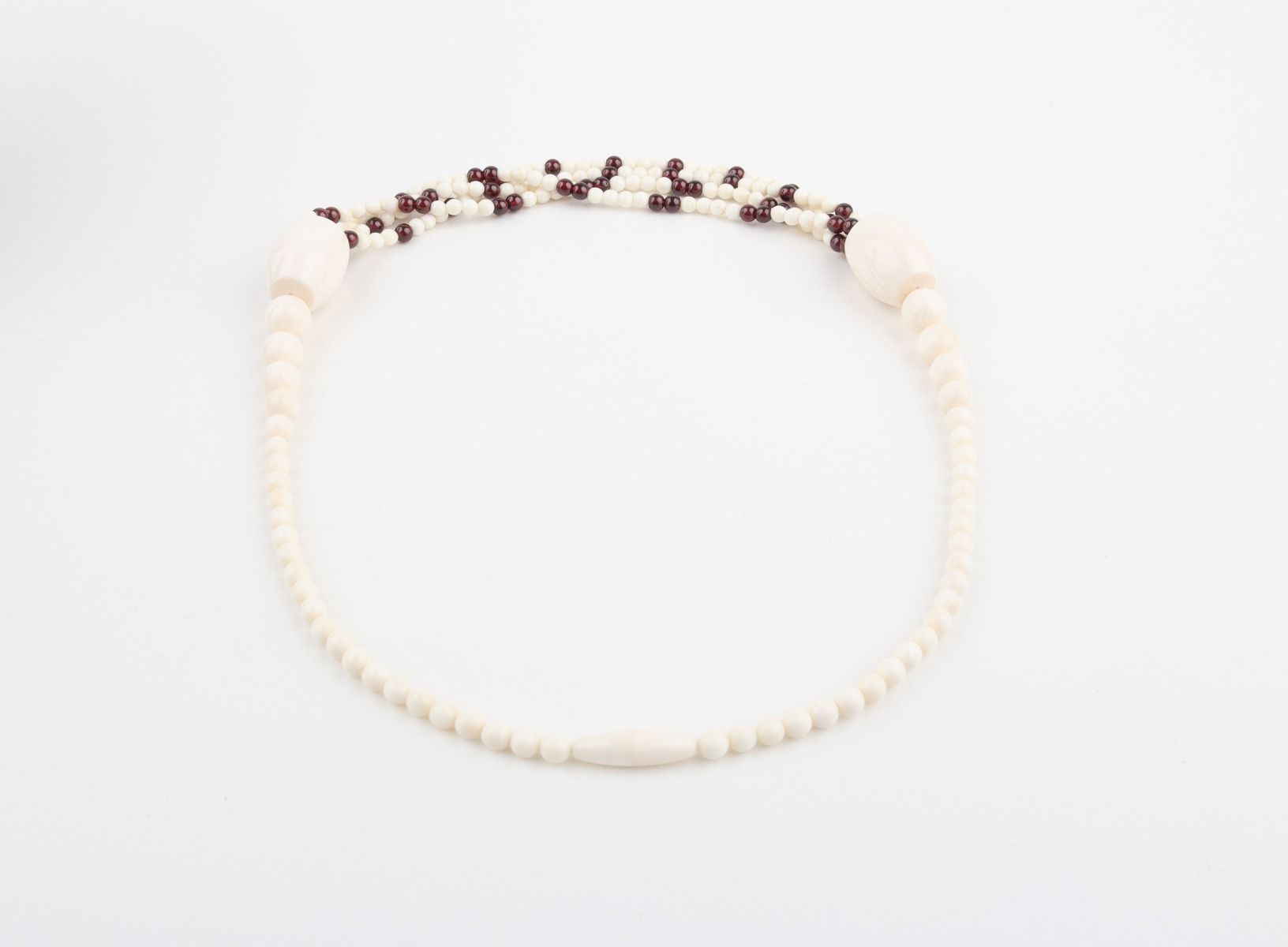 Mammoth Ivory & Garnets Statement Necklace
