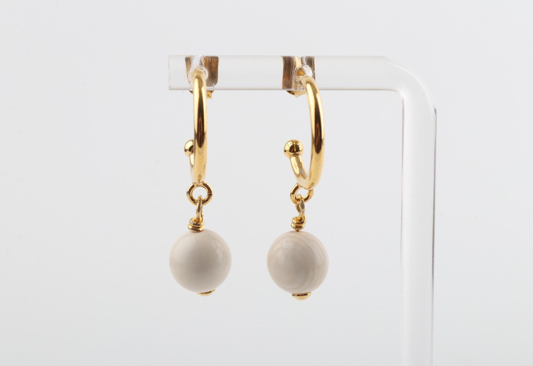 Drop Mammoth Ivory Earrings with Hoops