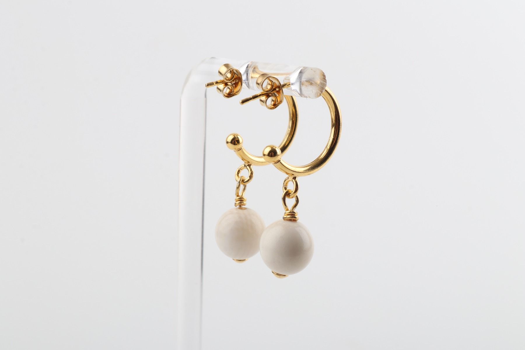 Drop Mammoth Ivory Earrings with Hoops
