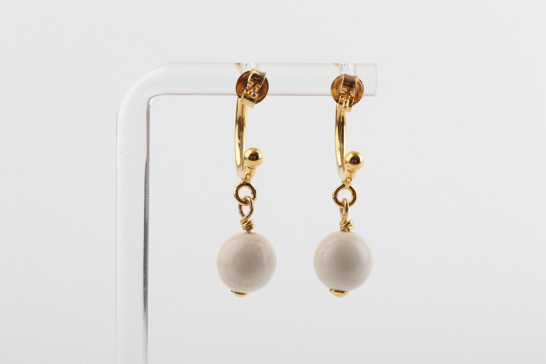 Drop Mammoth Ivory Earrings with Hoops