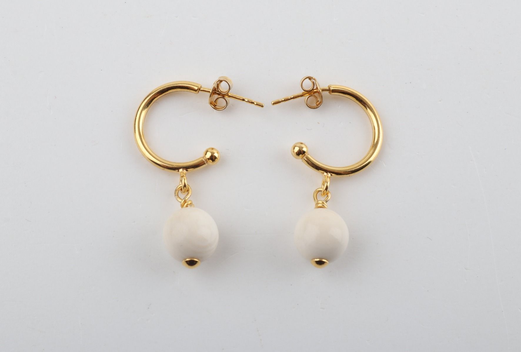 Drop Mammoth Ivory Earrings with Hoops