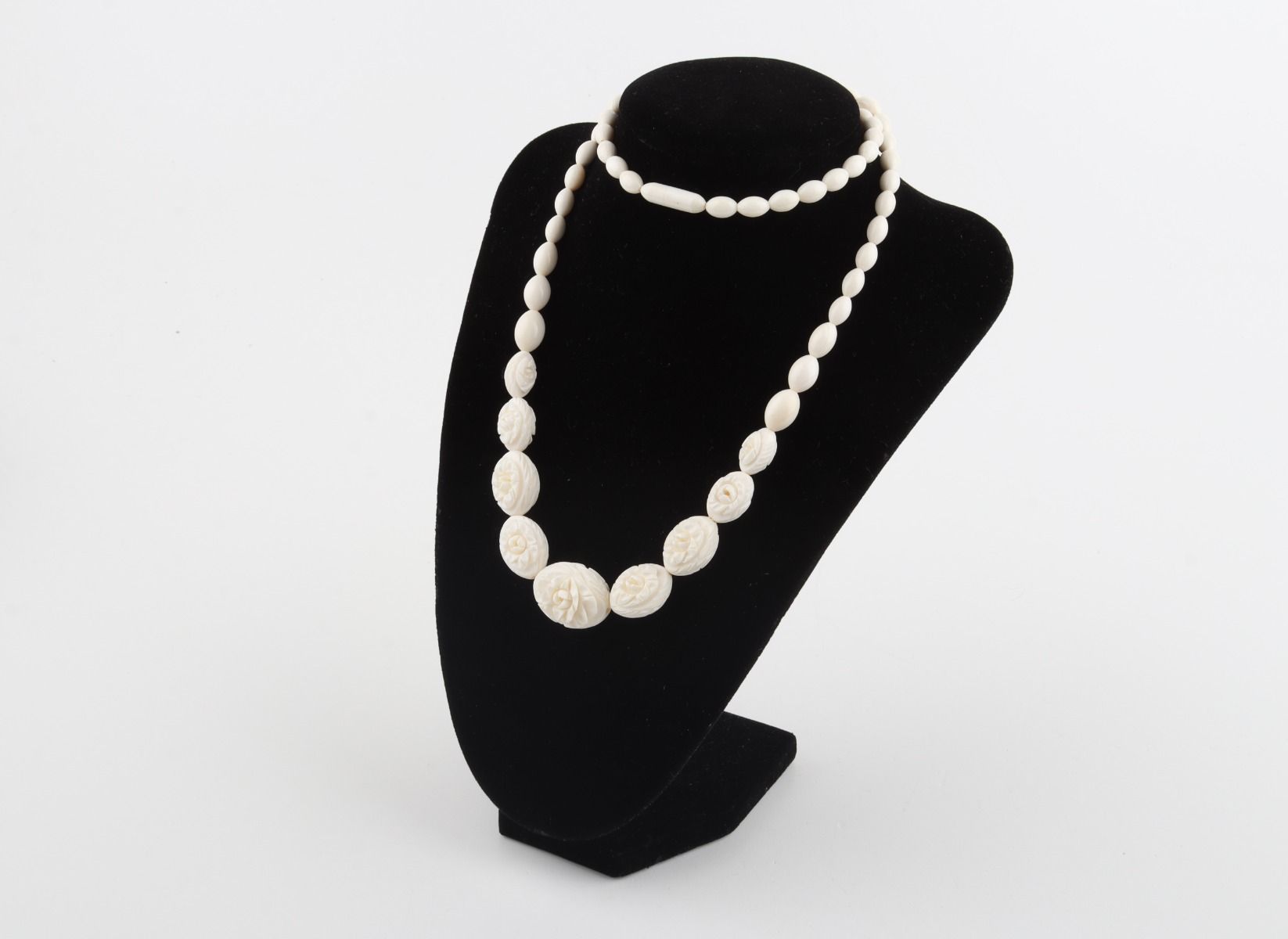 Carved Mammoth Ivory Floral Necklace