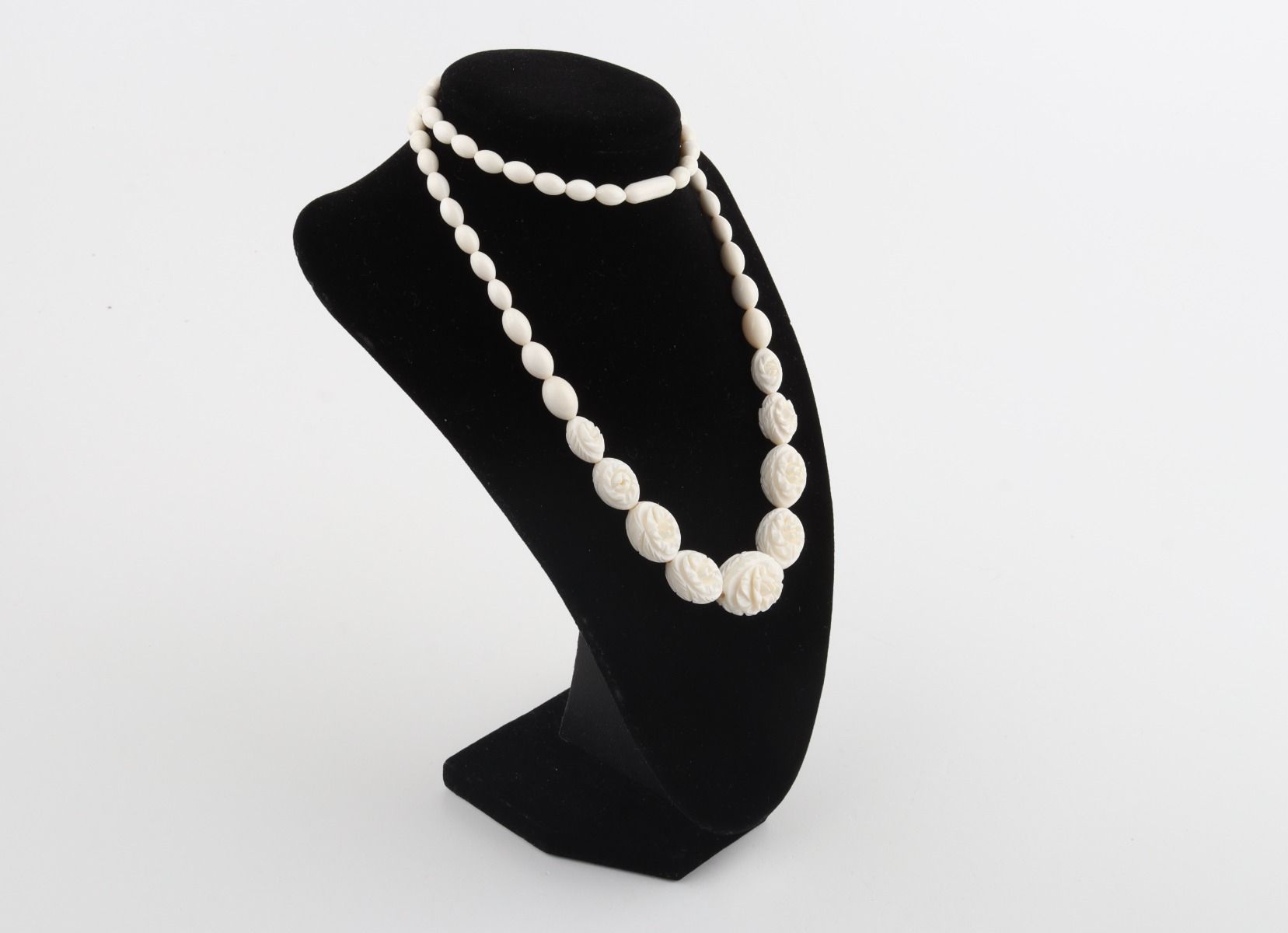 Carved Mammoth Ivory Floral Necklace