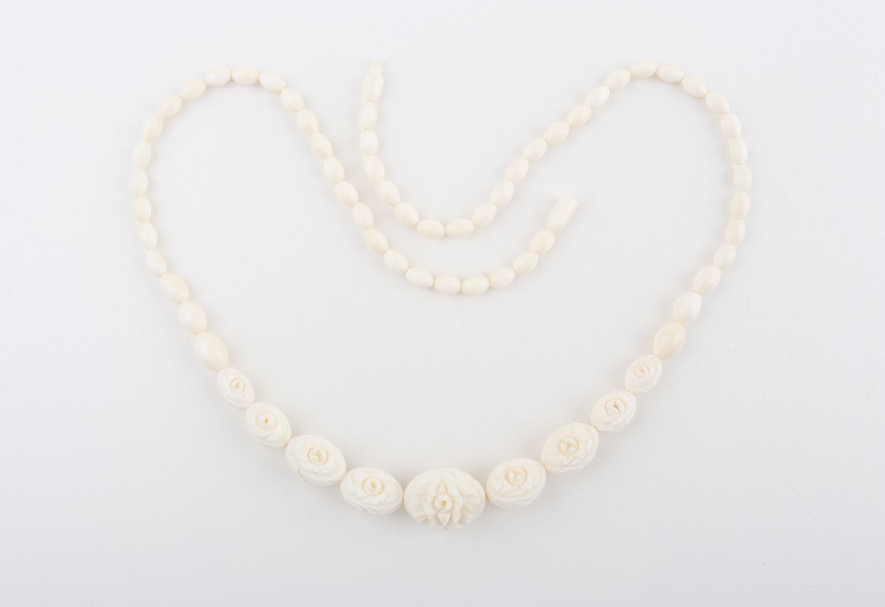 Carved Mammoth Ivory Floral Necklace