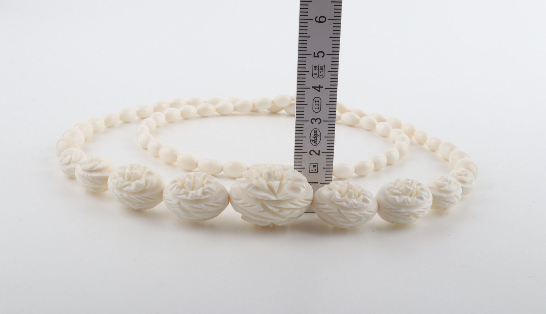 Carved Mammoth Ivory Floral Necklace