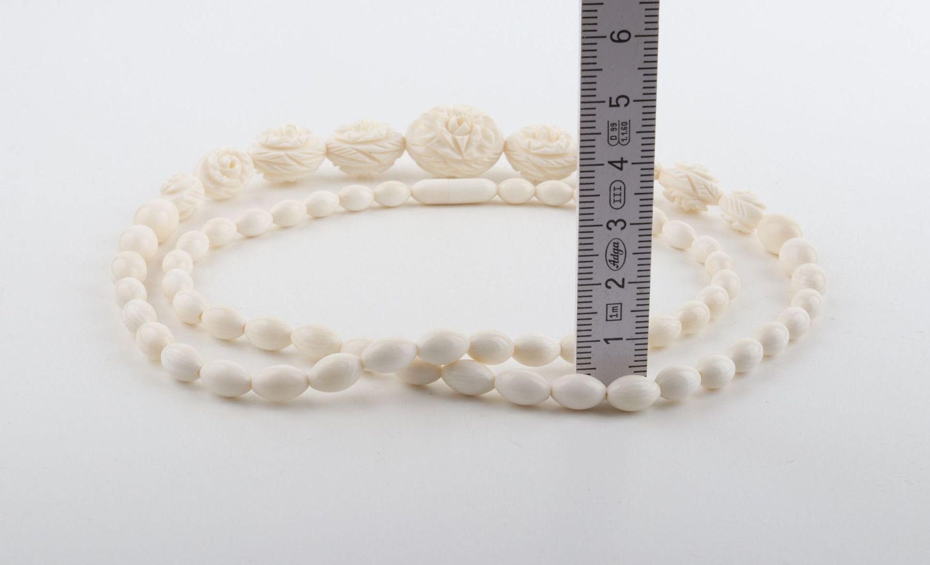 Carved Mammoth Ivory Floral Necklace