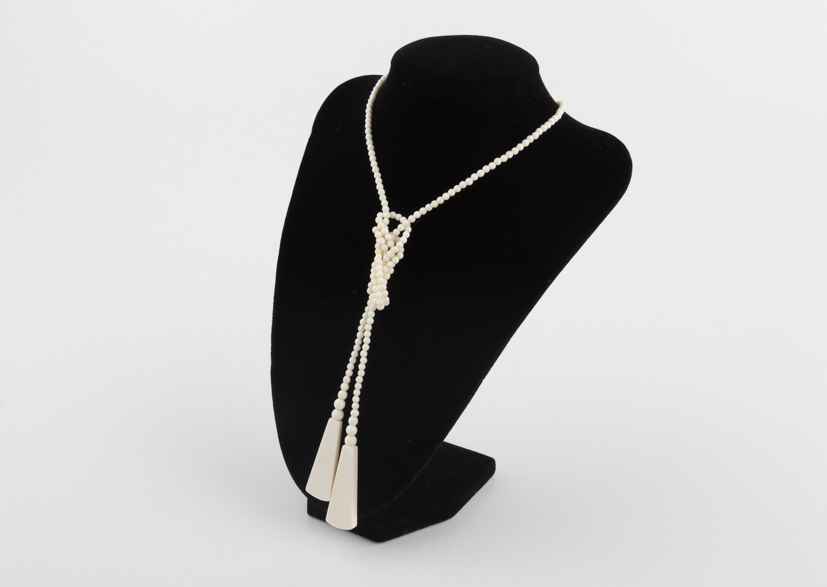 Beaded Lariat Mammoth Ivory Necklace