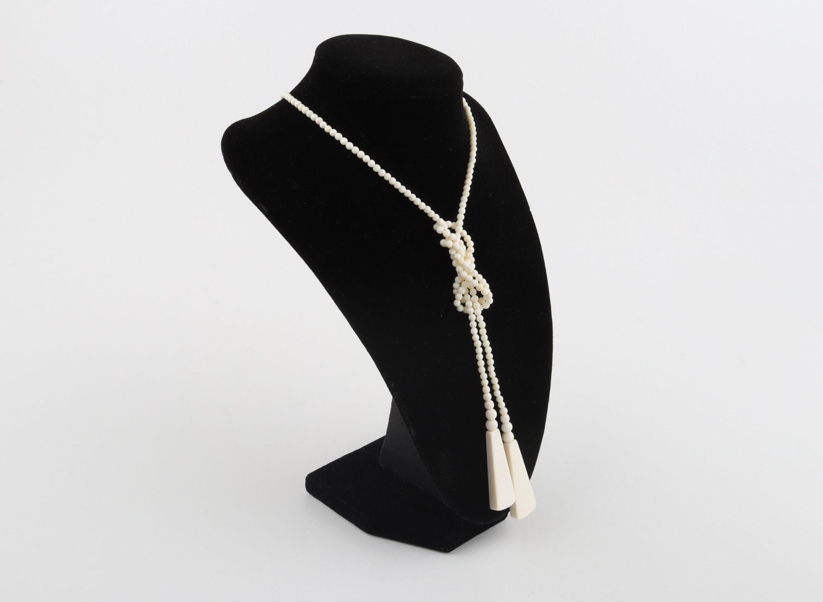 Beaded Lariat Mammoth Ivory Necklace