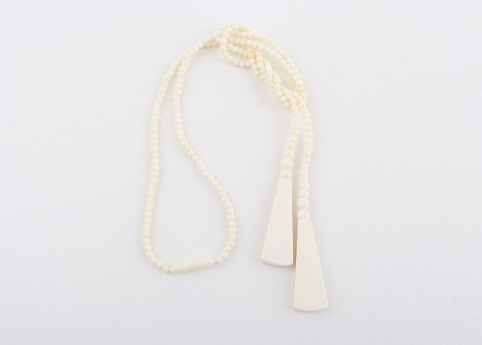Beaded Lariat Mammoth Ivory Necklace