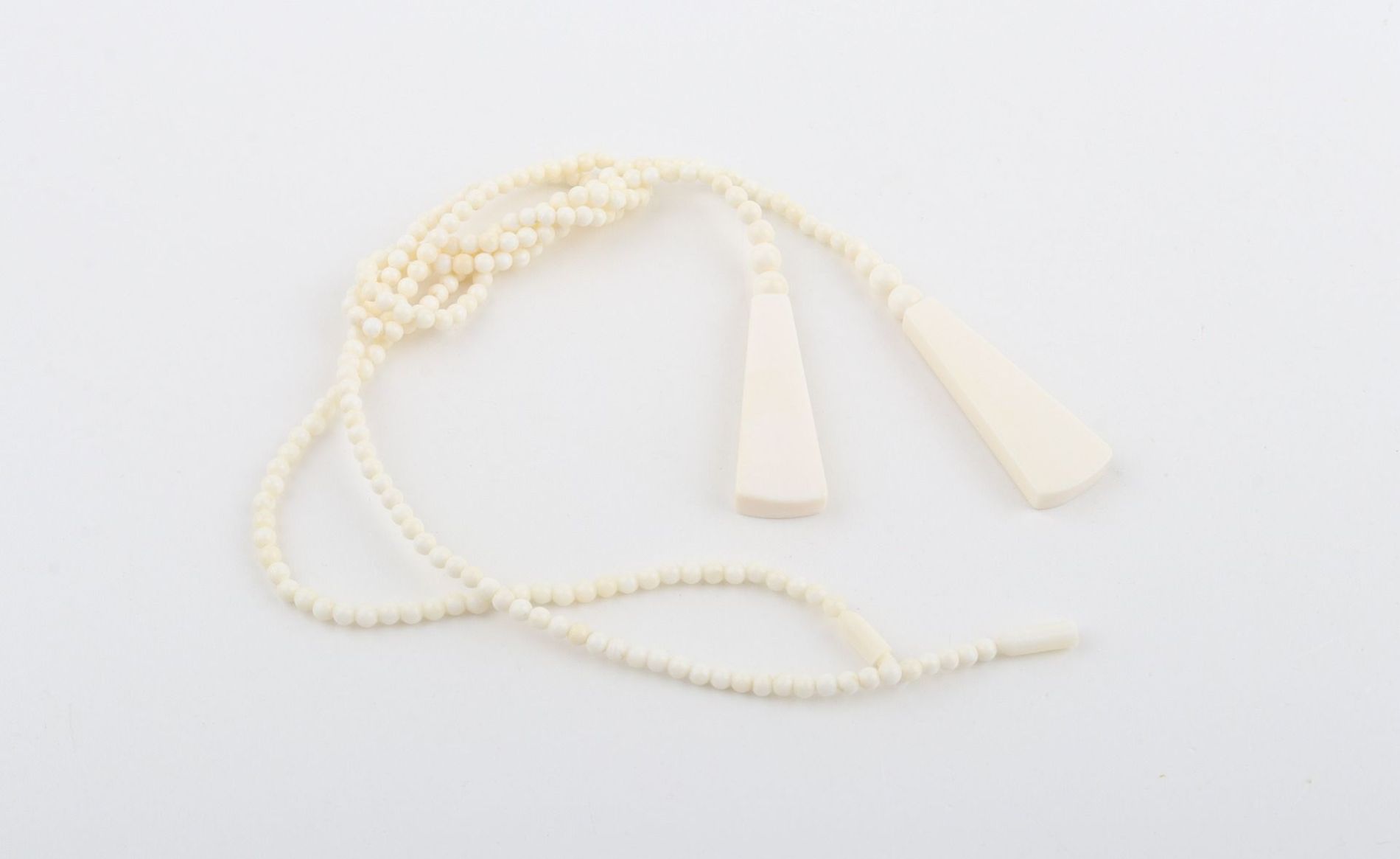 Beaded Lariat Mammoth Ivory Necklace