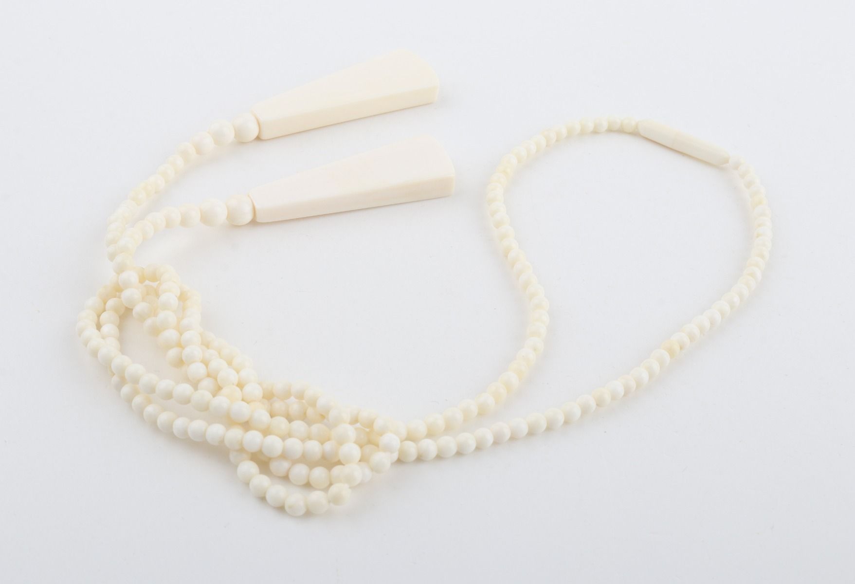 Beaded Lariat Mammoth Ivory Necklace