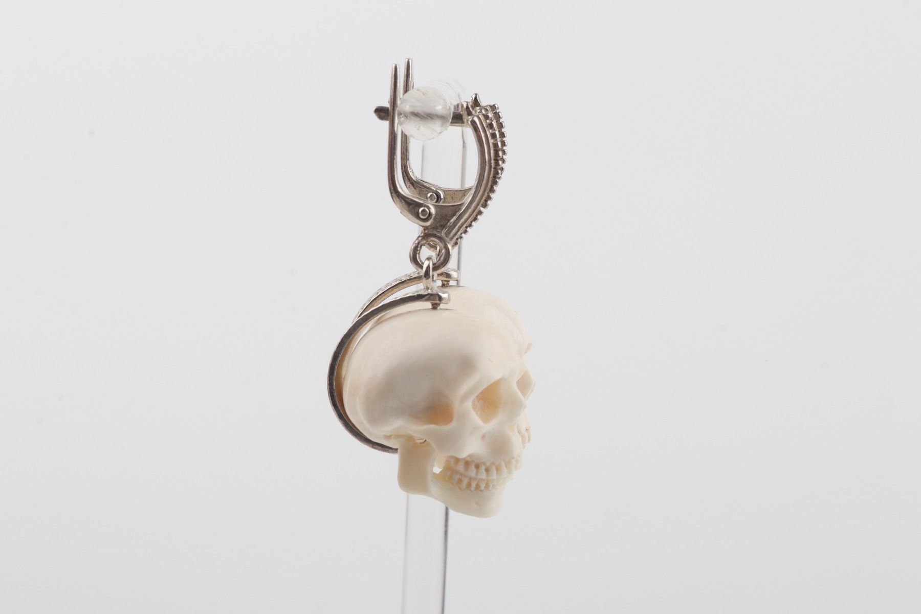 White Skull Mammoth Ivory Earrings