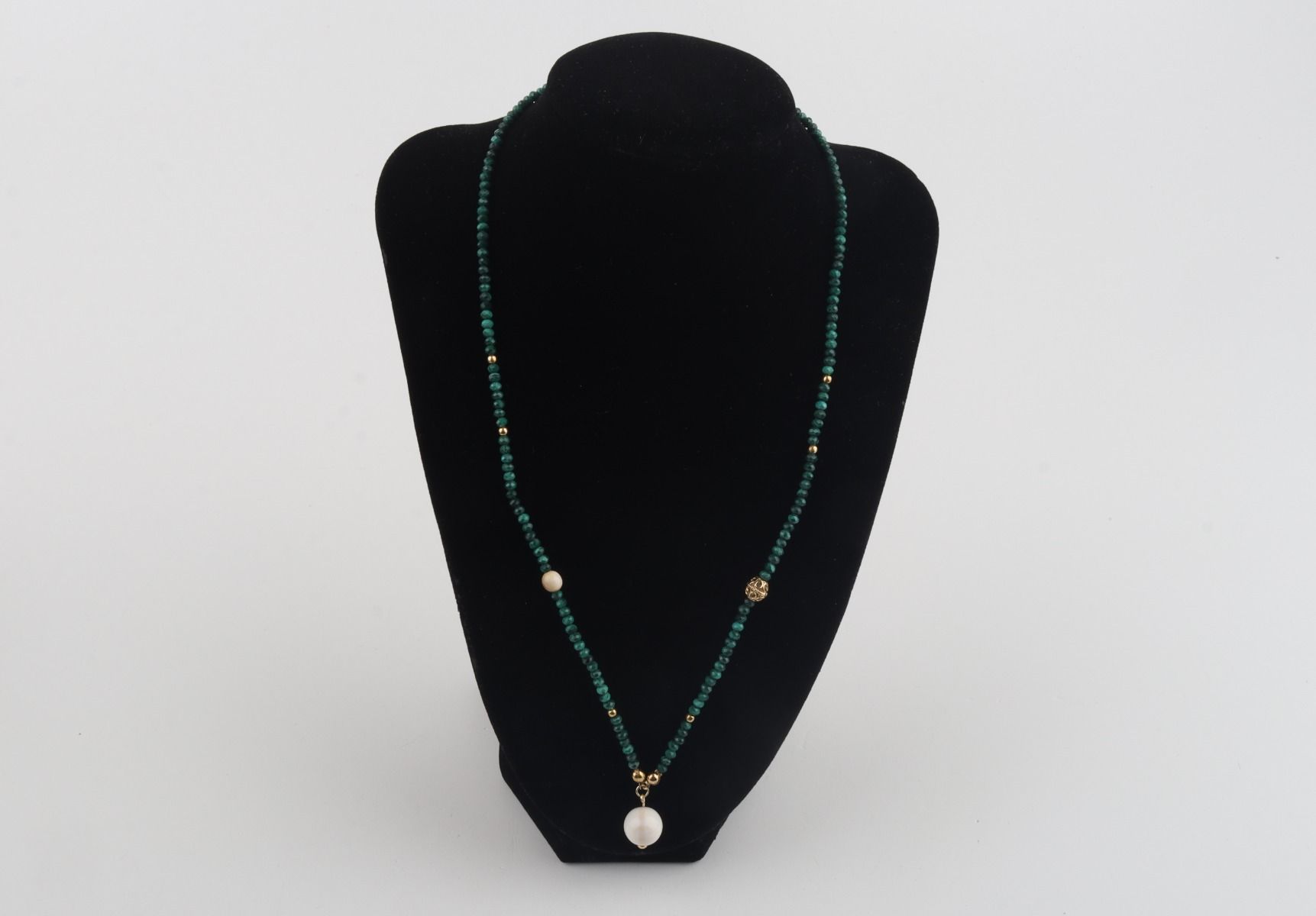 Faceted Malachite & Mammoth Ivory Necklace