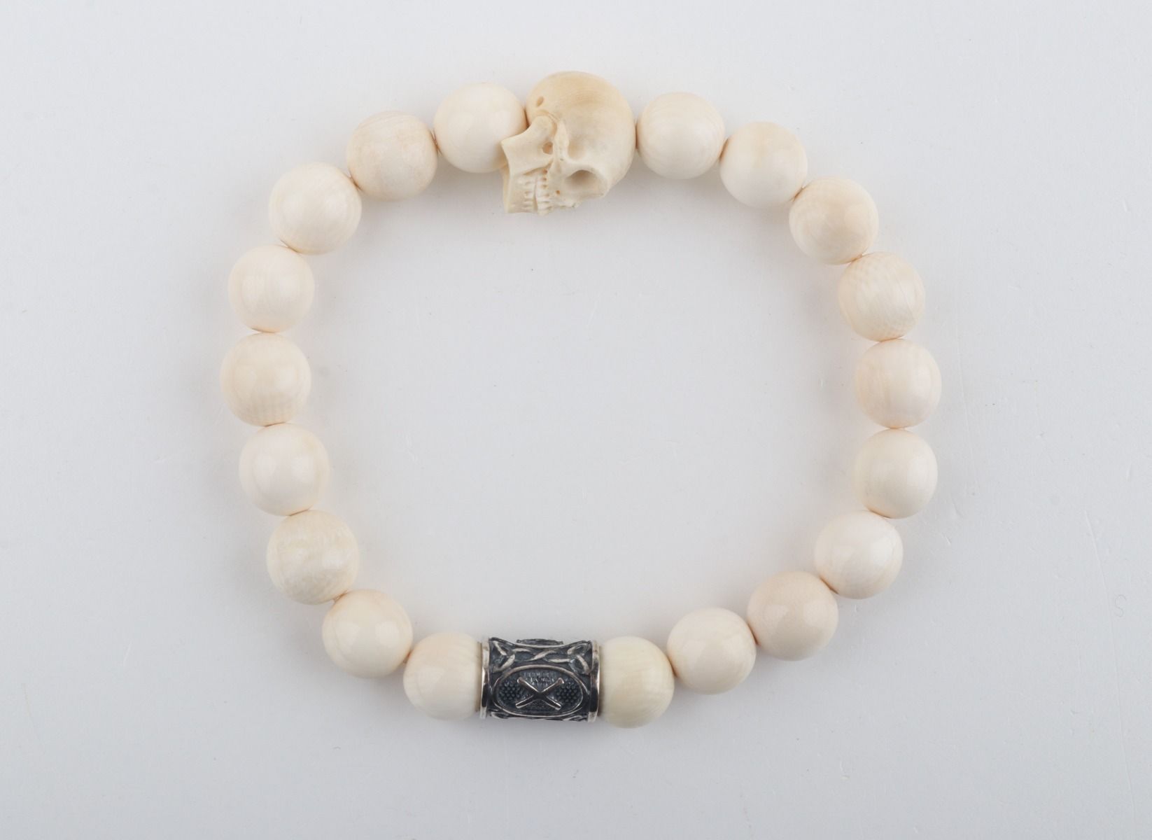 White Mammoth Ivory Skull Bracelet