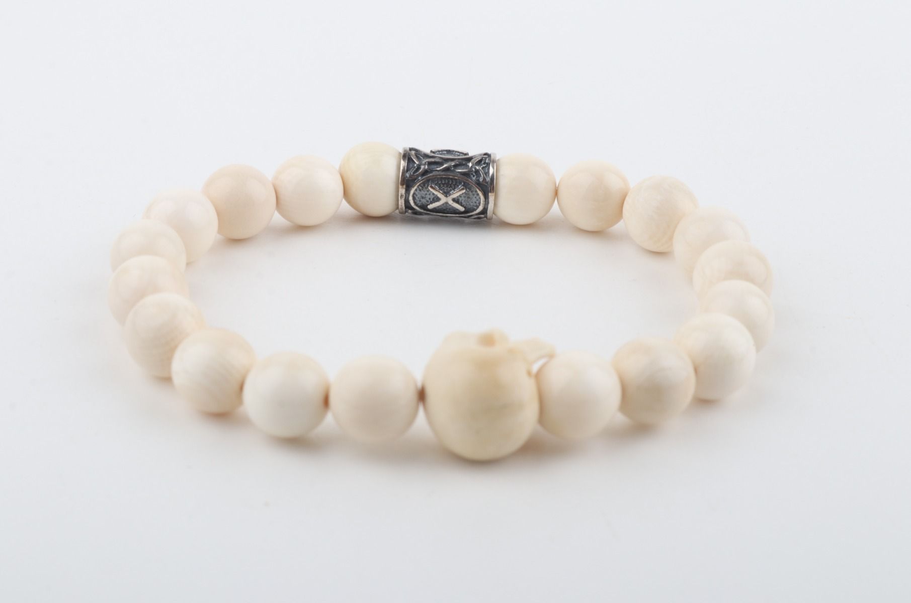 White Mammoth Ivory Skull Bracelet