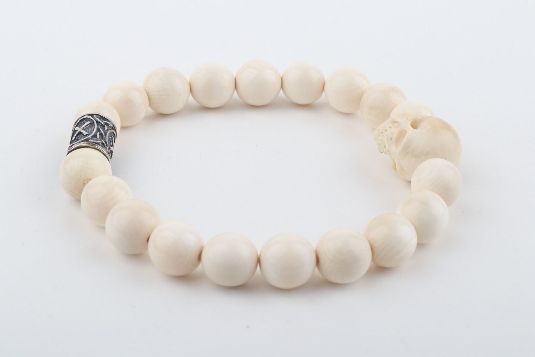 White Mammoth Ivory Skull Bracelet