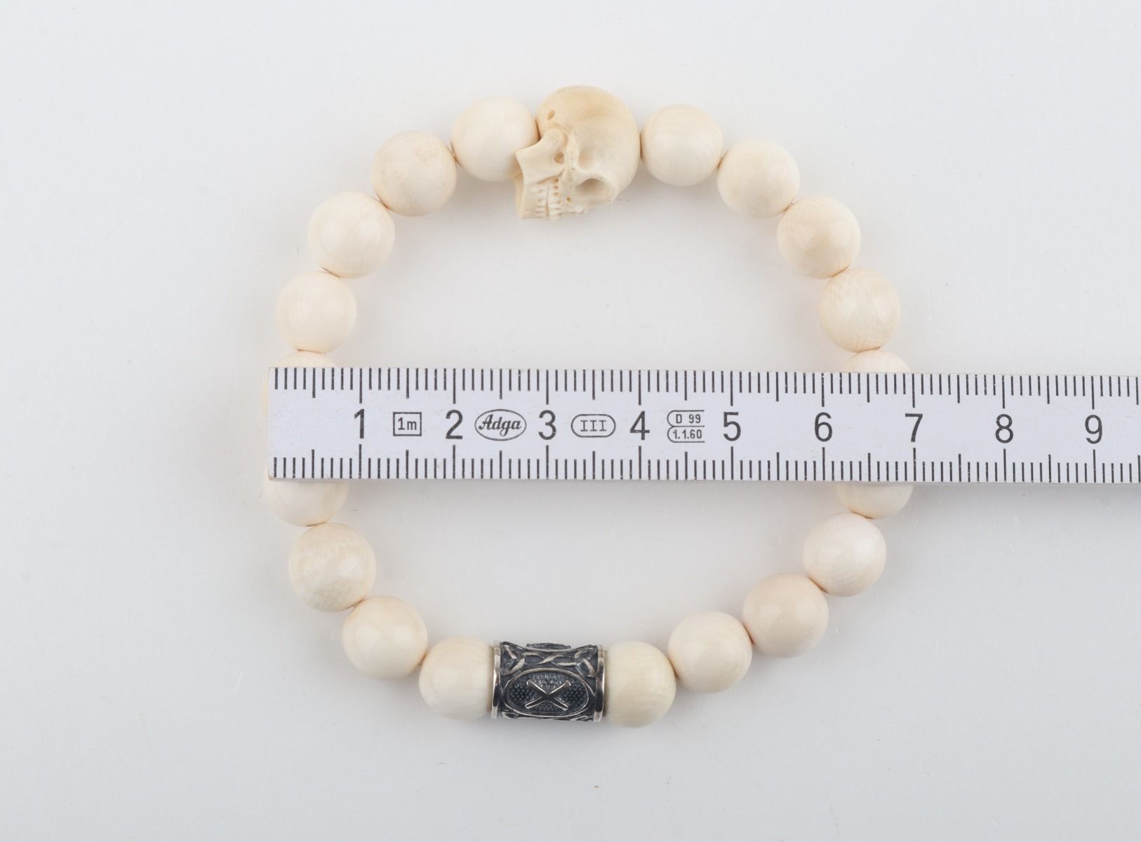 White Mammoth Ivory Skull Bracelet