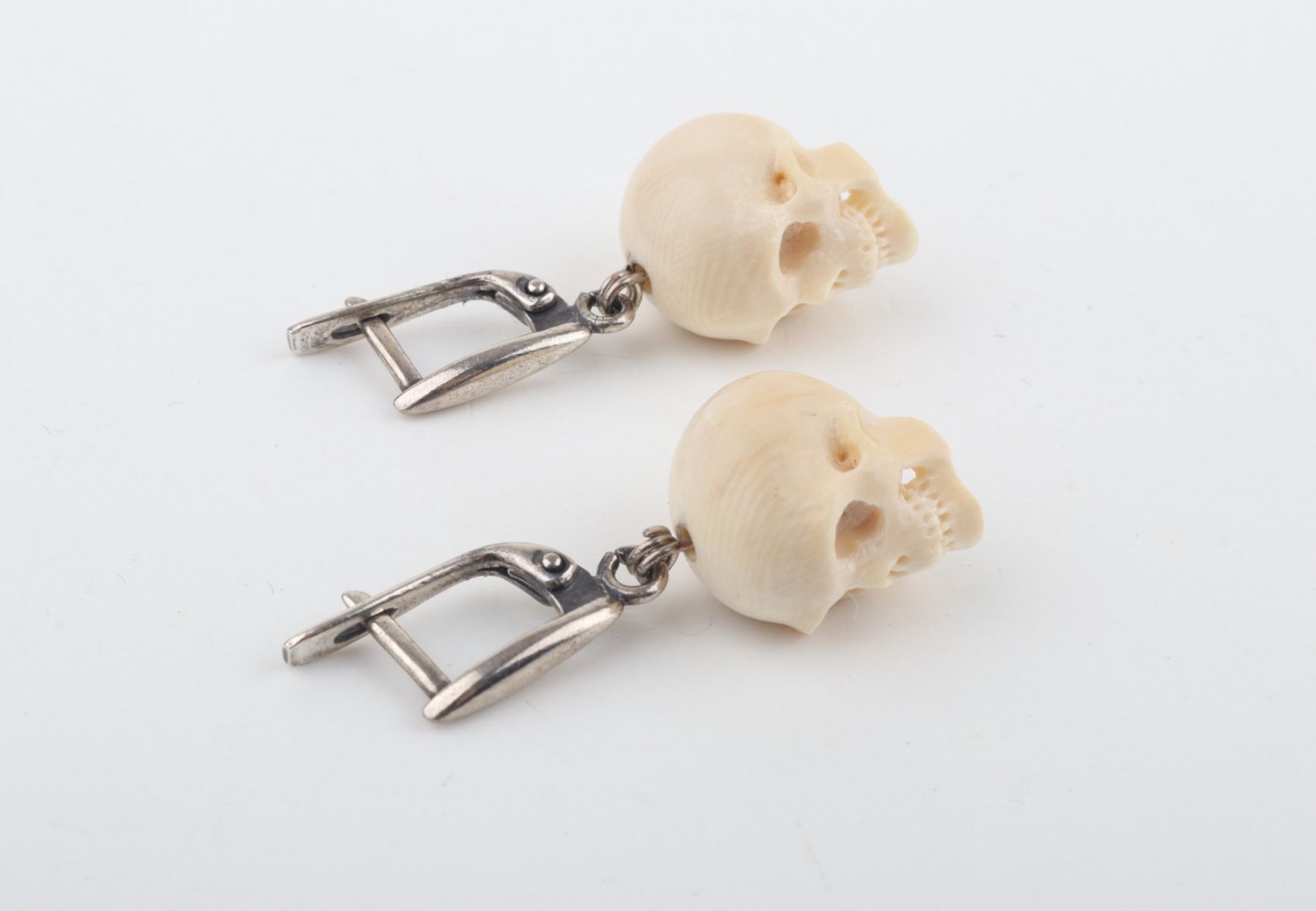 Mini Mammoth Ivory Skulls Earrings