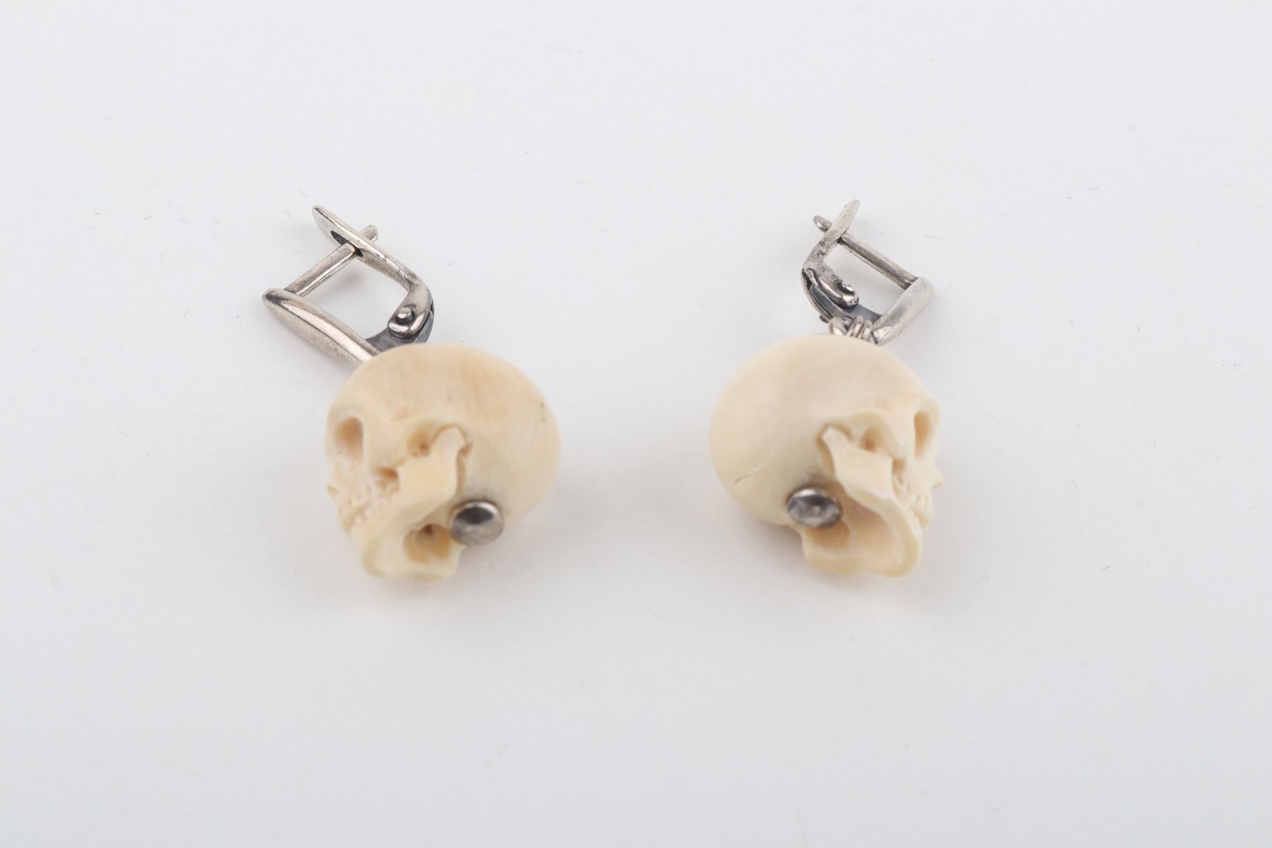 Mini Mammoth Ivory Skulls Earrings
