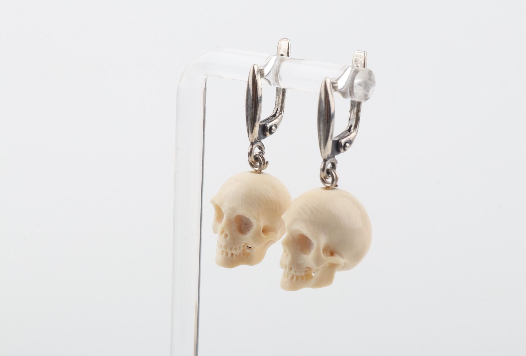 Mini Mammoth Ivory Skulls Earrings