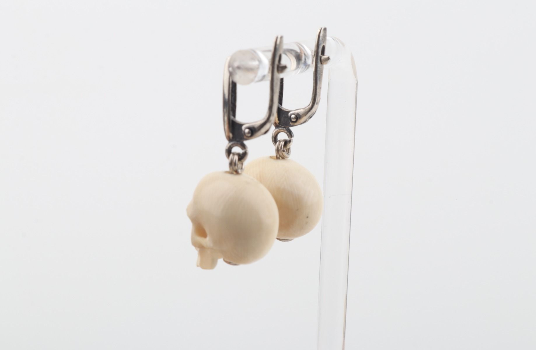 Mini Mammoth Ivory Skulls Earrings
