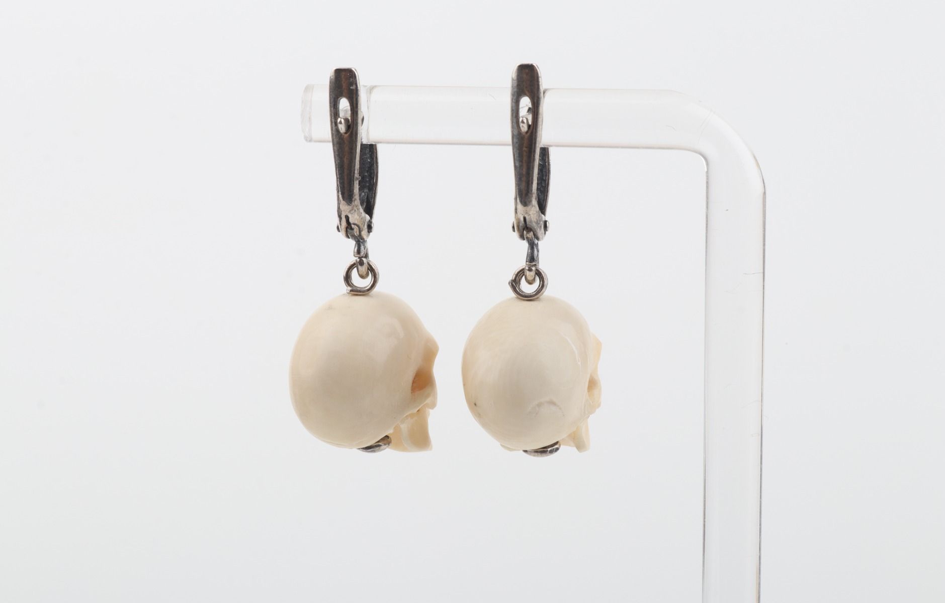 Mini Mammoth Ivory Skulls Earrings