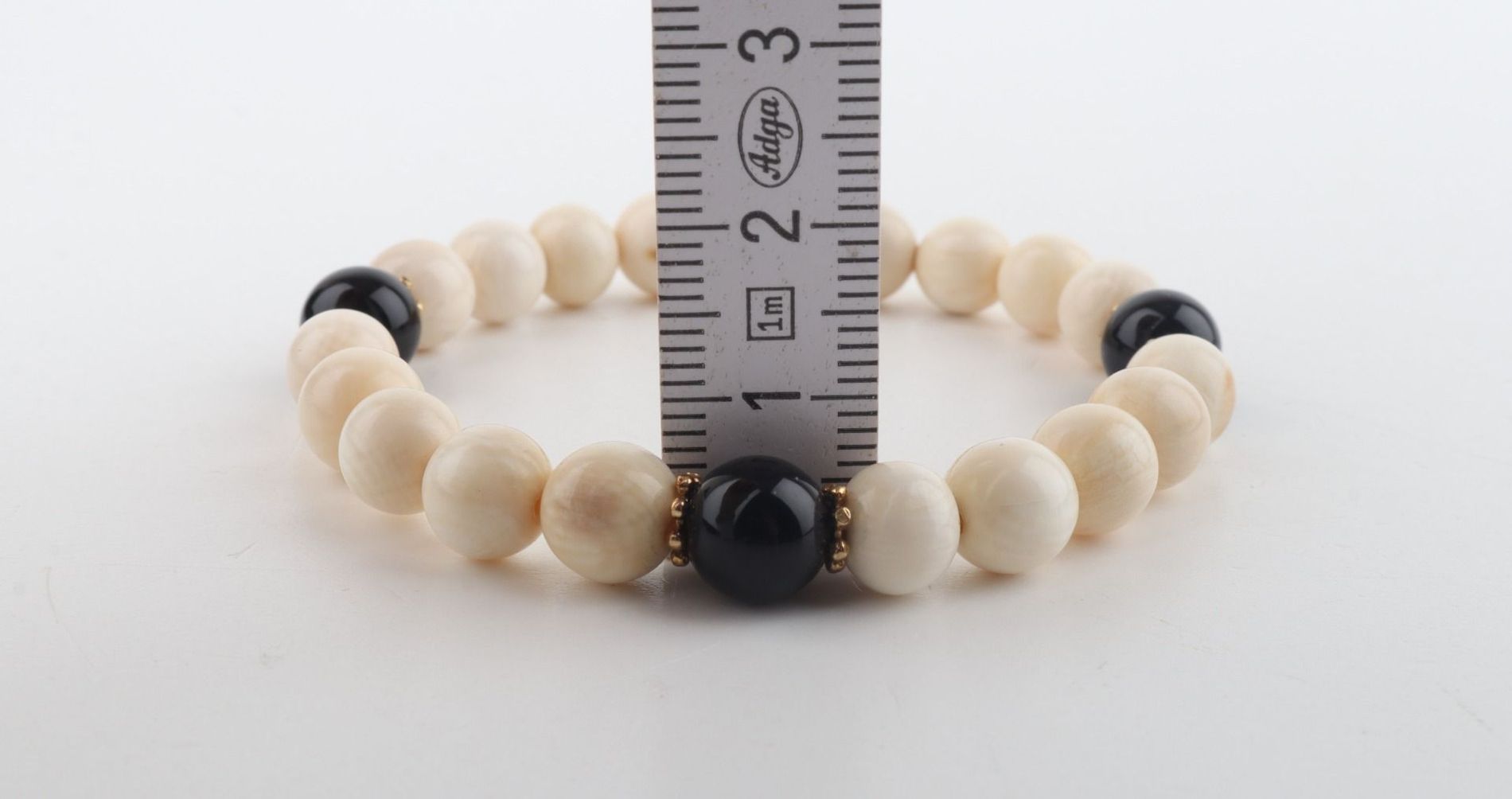 Mammoth Ivory & Black Agate Bracelet