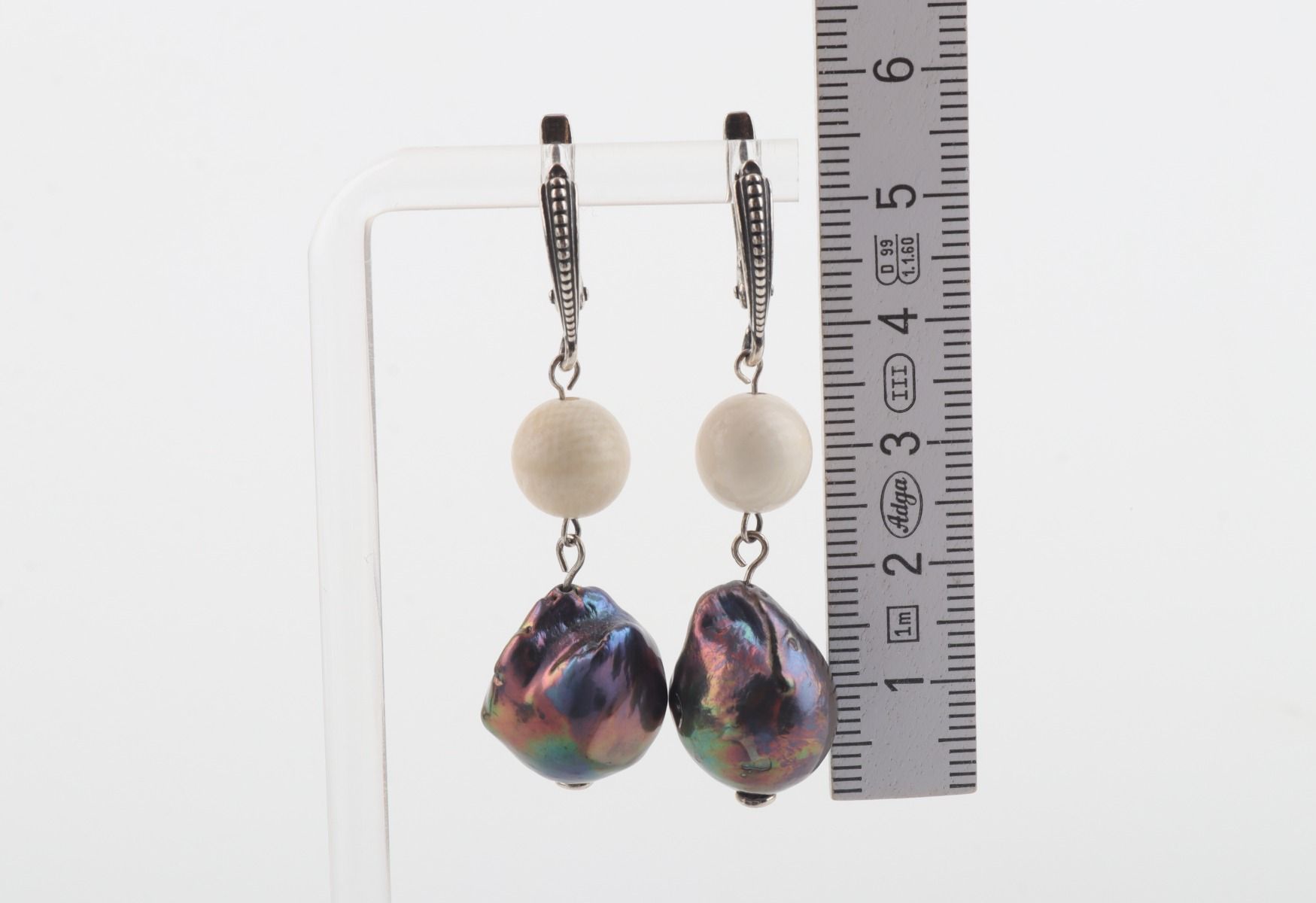 Silver Baroque Mammoth Ivory Earrings