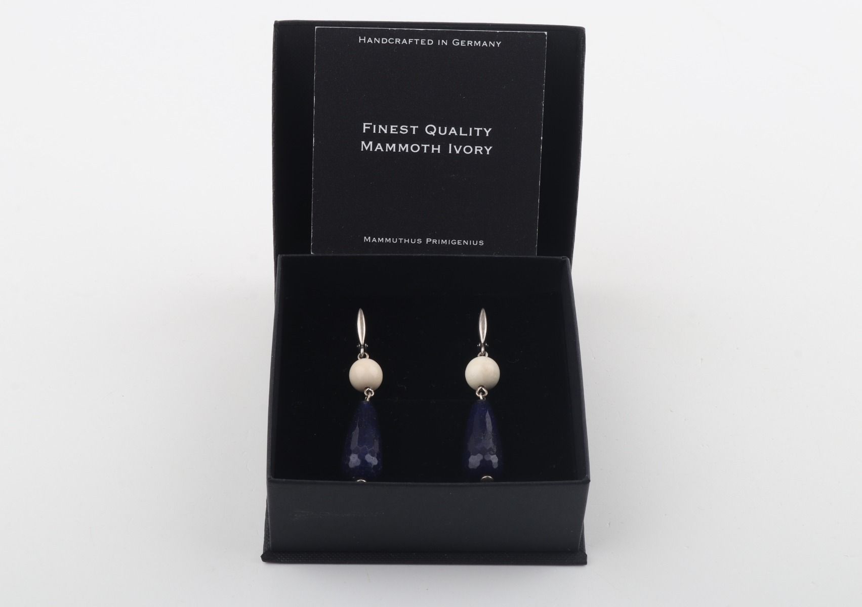 Mammoth Ivory & Blue Agate Drop Earrings
