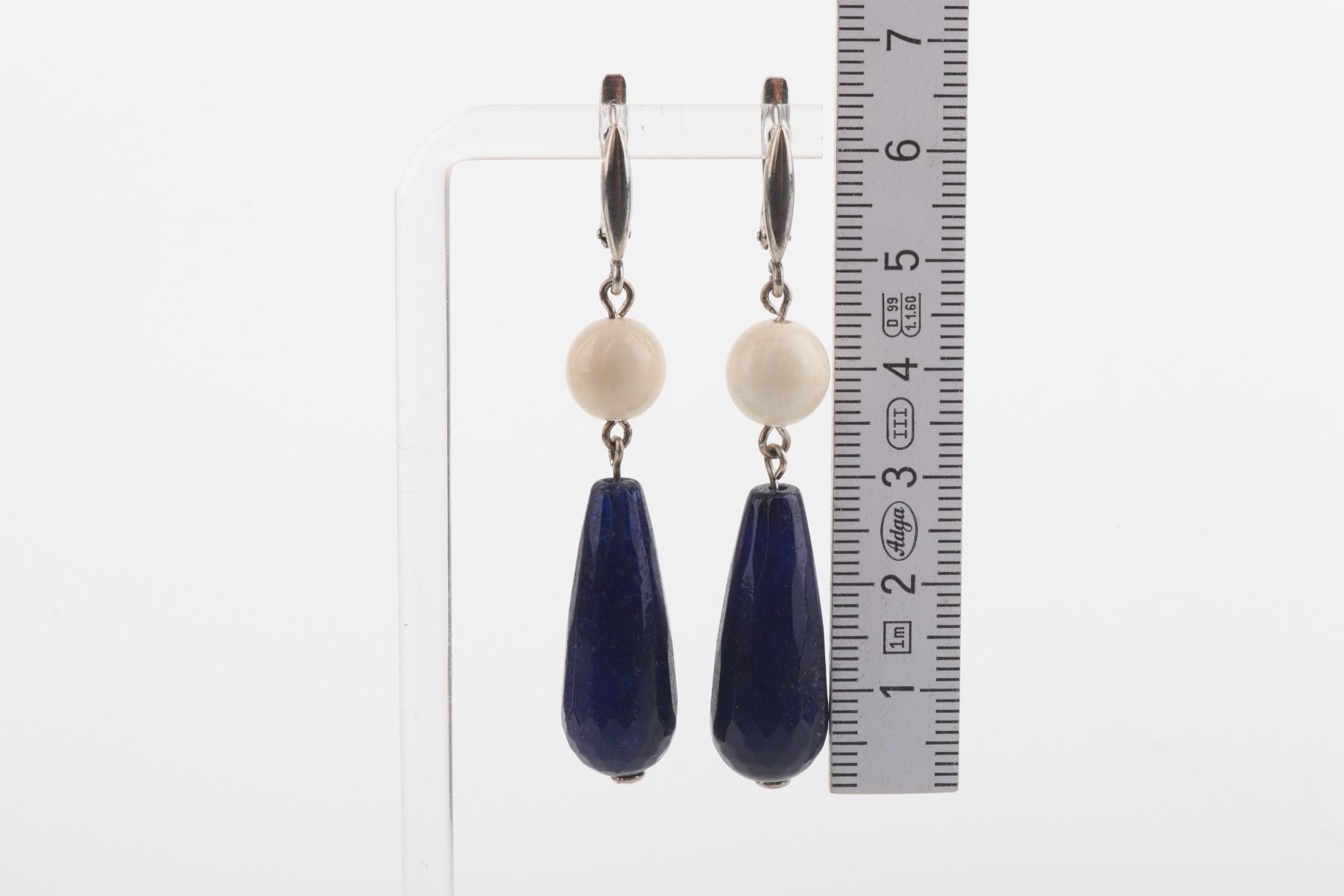 Mammoth Ivory & Blue Agate Drop Earrings