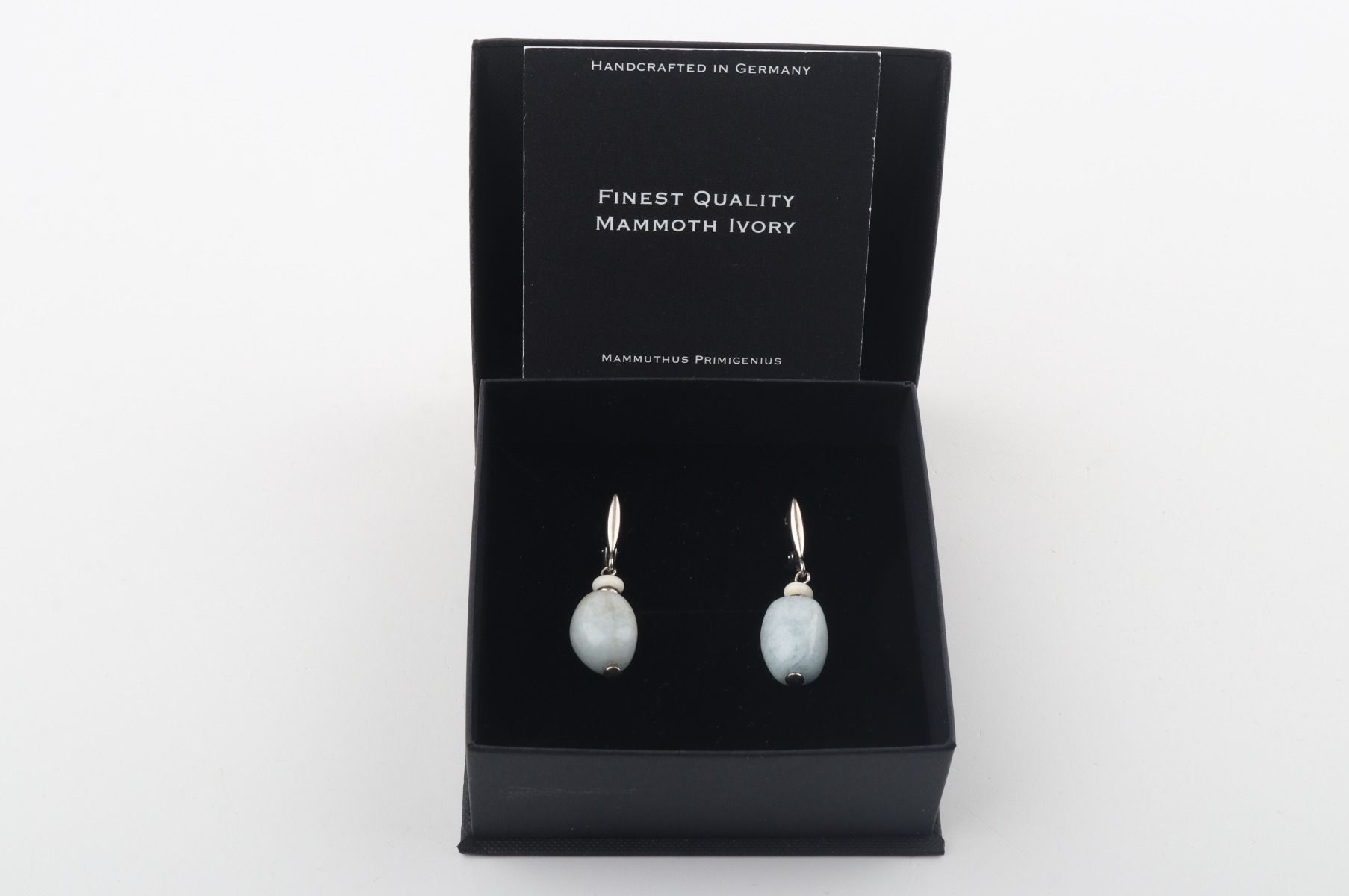 Mammoth Ivory & Aquamarine Drop Earrings