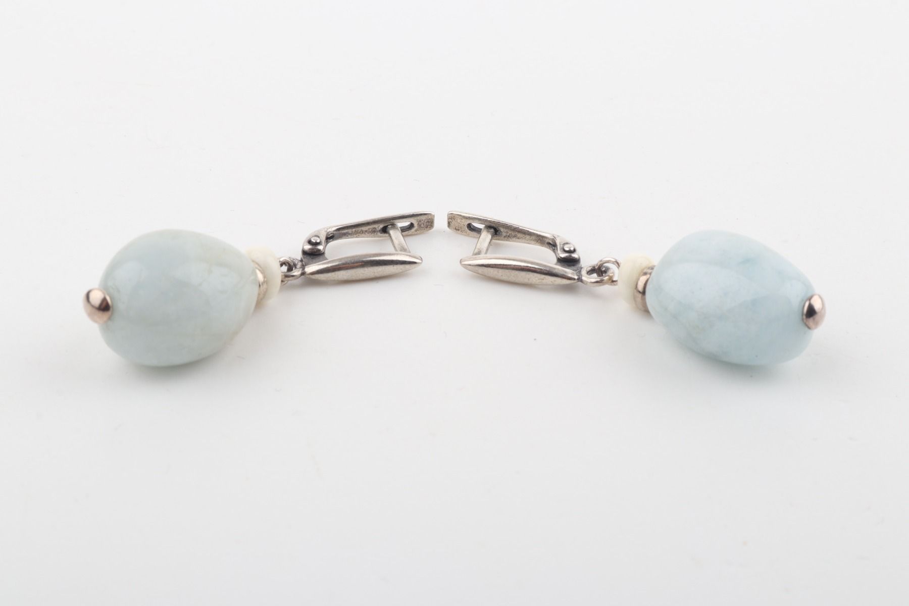 Mammoth Ivory & Aquamarine Drop Earrings